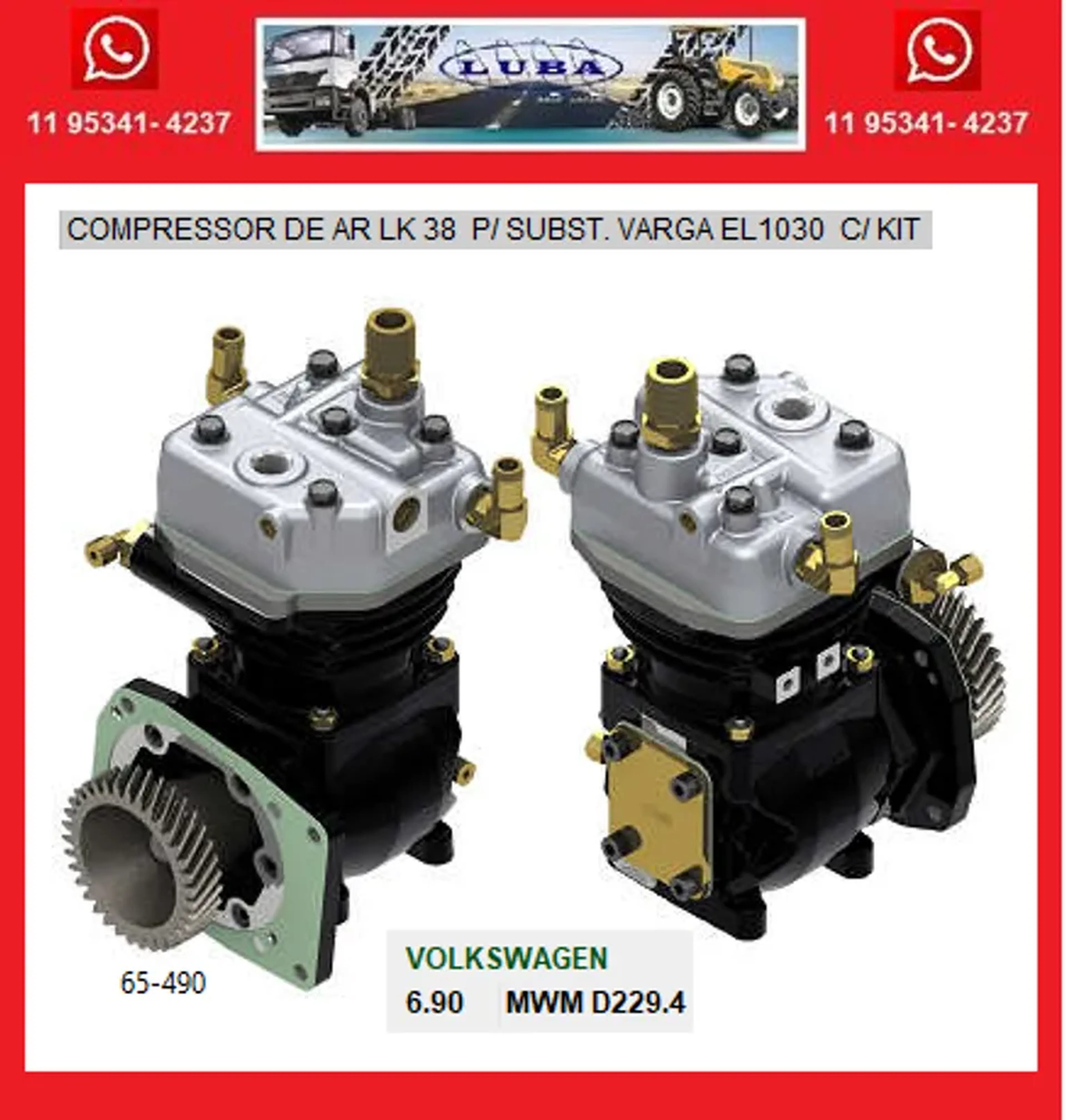 COMPRESSOR LK38 SUBST. VARGAS EL030 C-KIT imagem