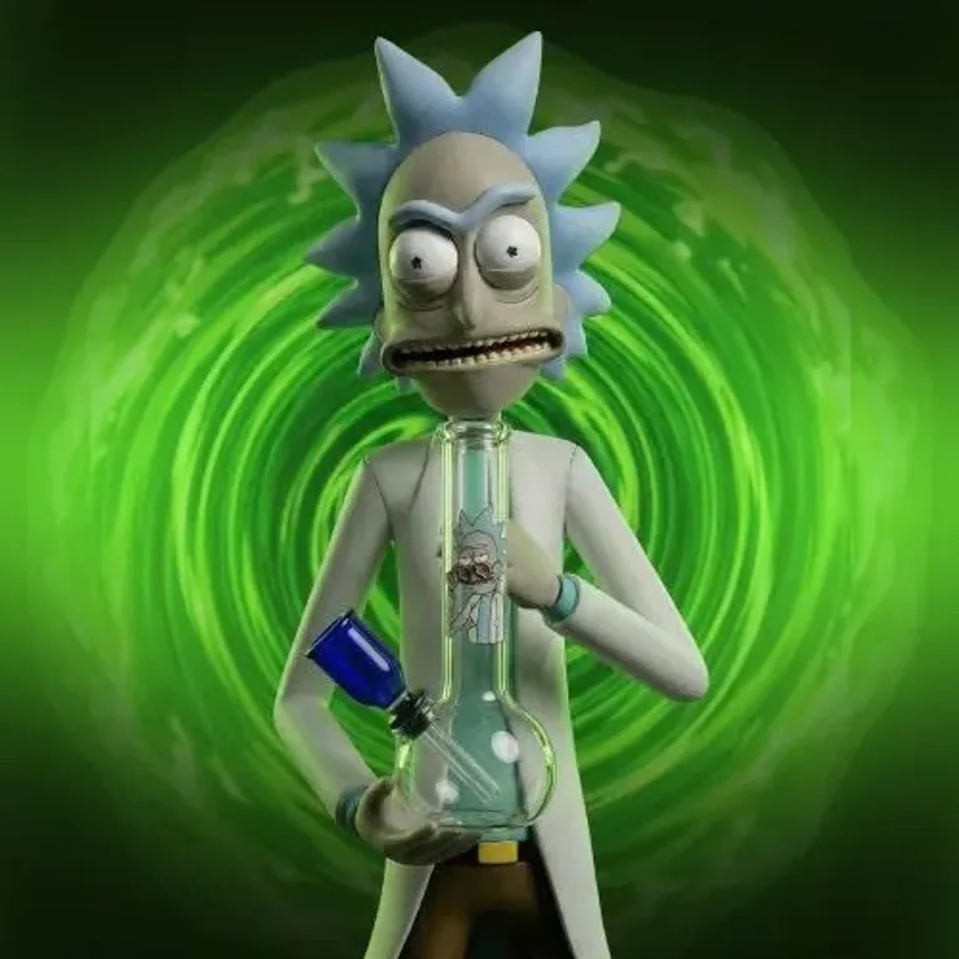 Micro Bong de Vidro Azul Inspiração Rick imagem