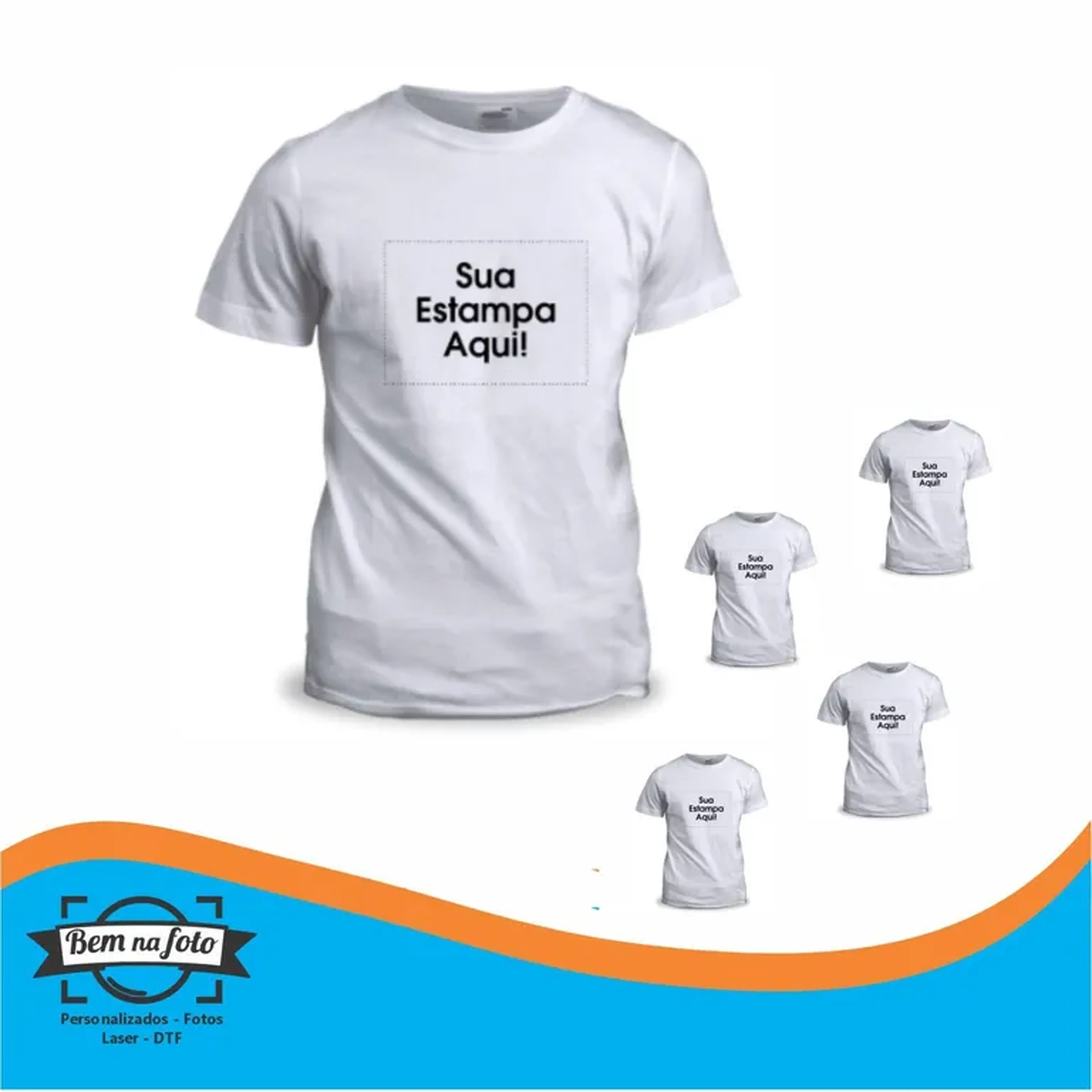 Camiseta branca personalizada 5 unidades imagem