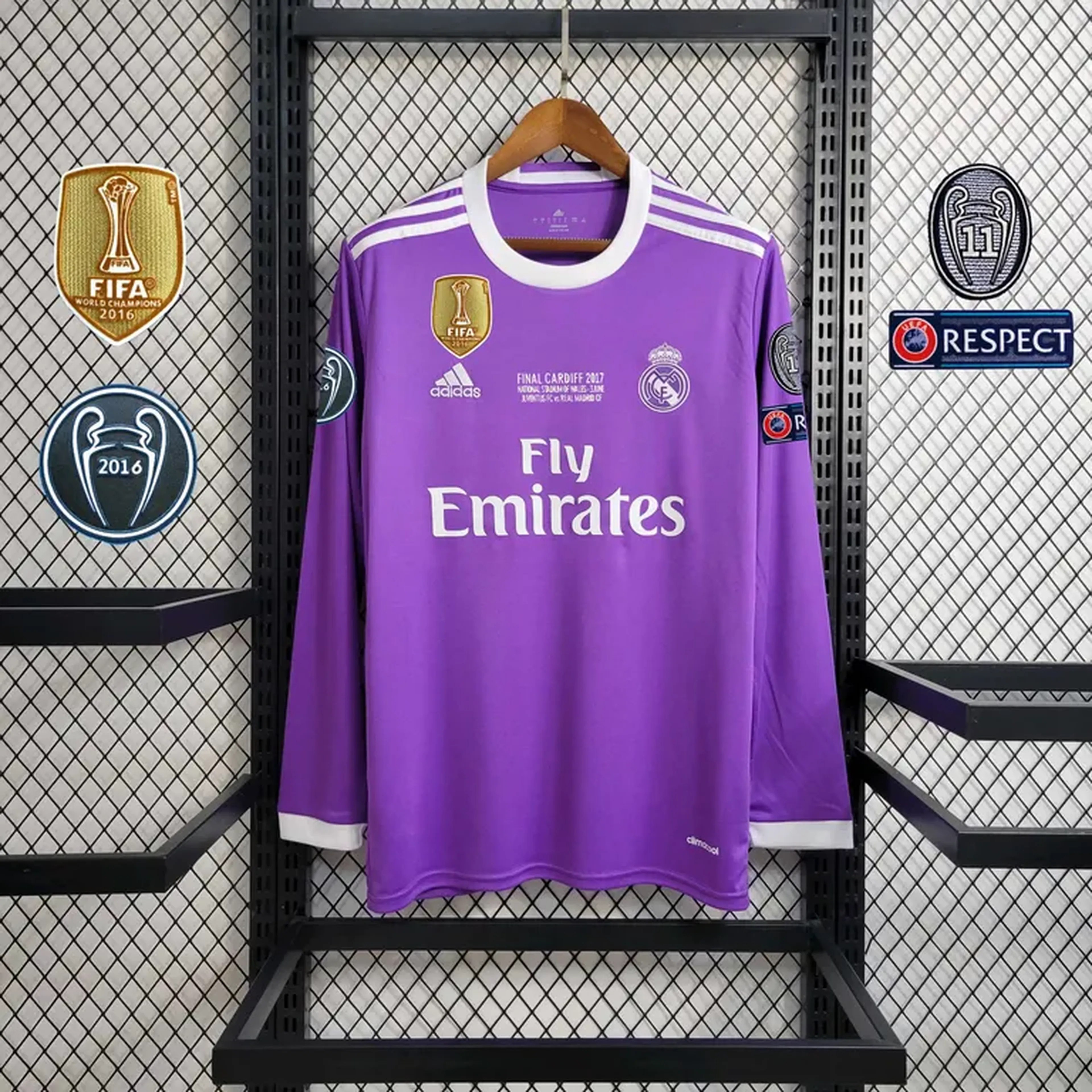 Camisa Real Madrid 17-18 Away Manga Longa - Nome, Número + Patch imagem