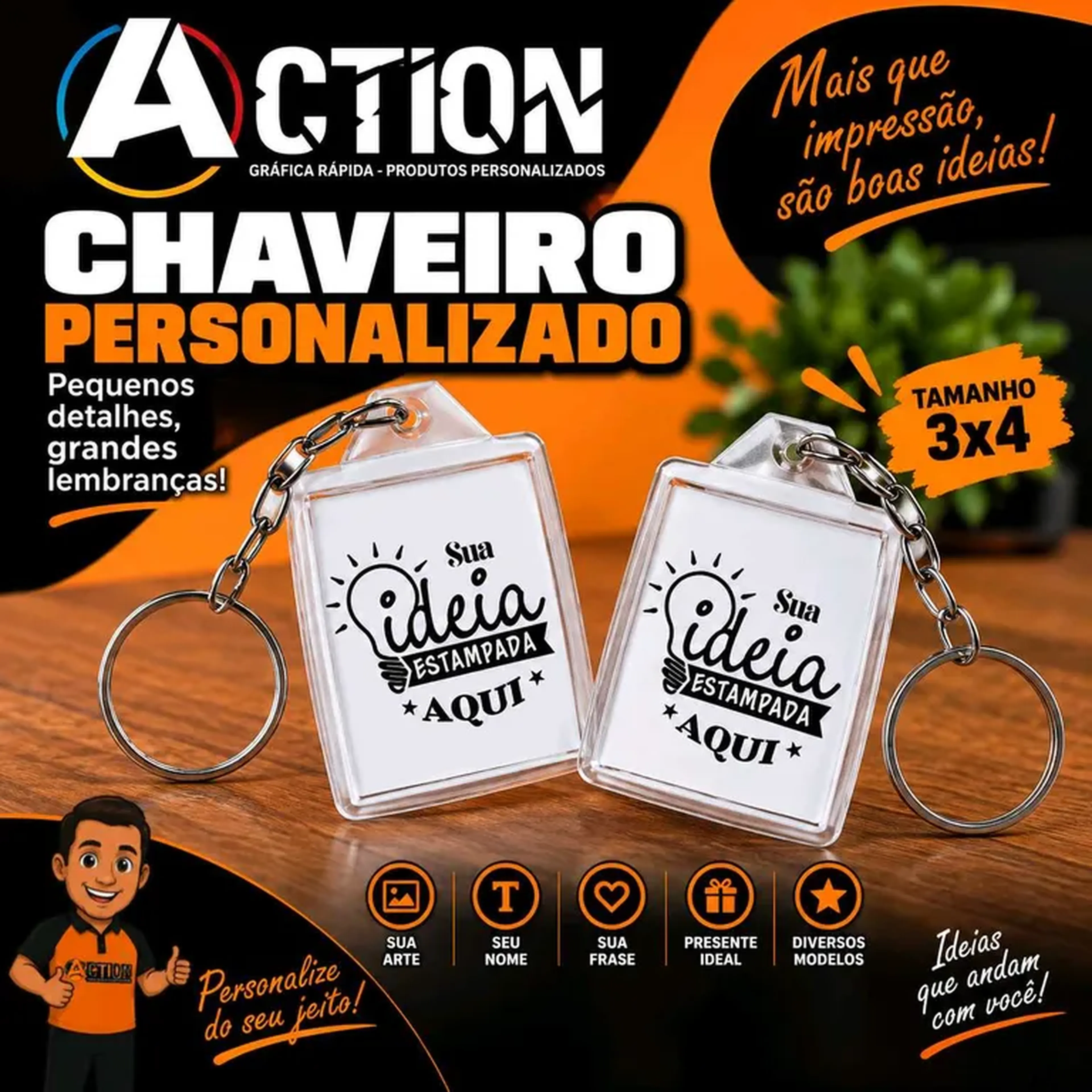 Chaveiro 3x4 imagem