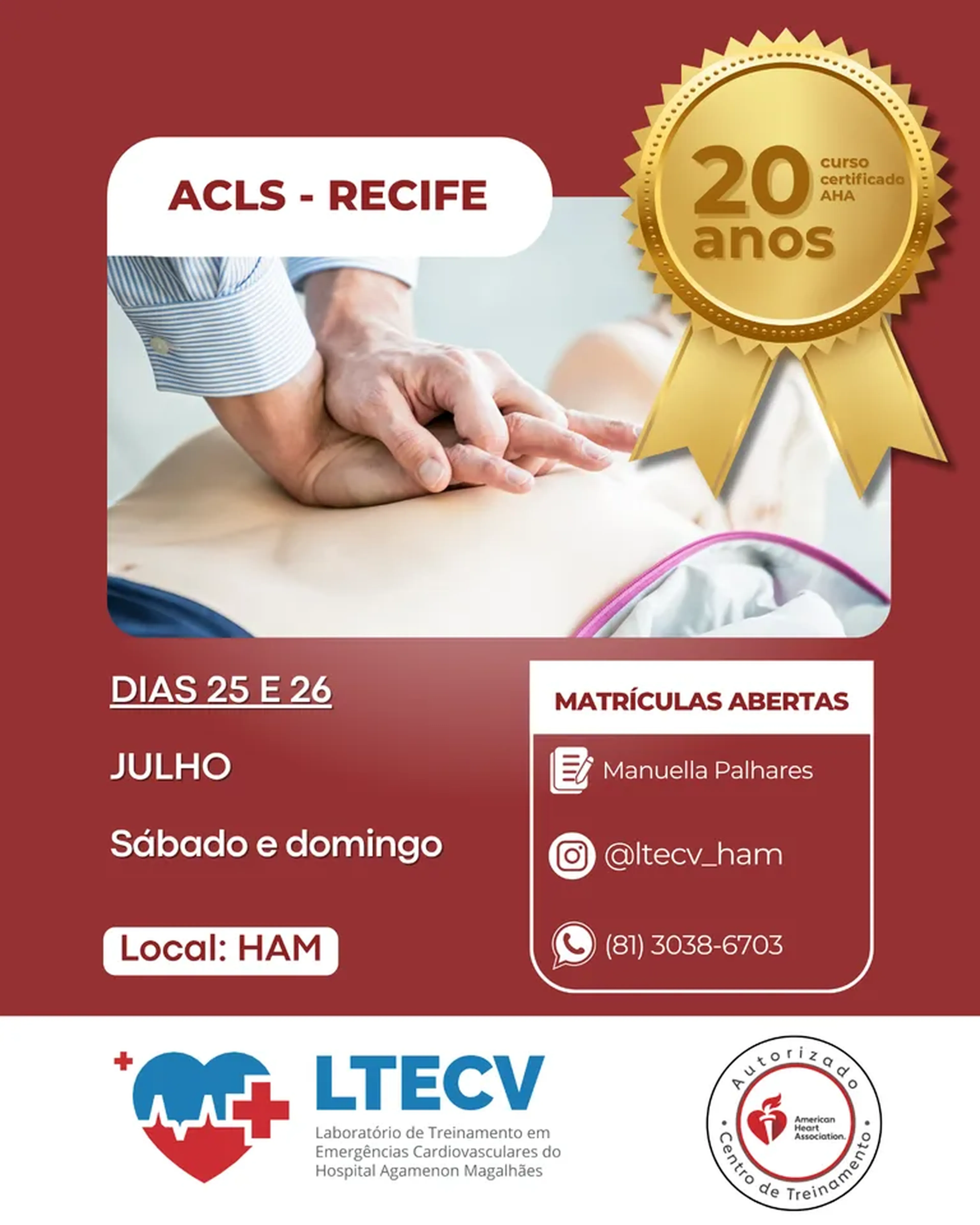 25 E 26 JUL (SÁB E DOM) - ACLS HAM RECIFE imagem