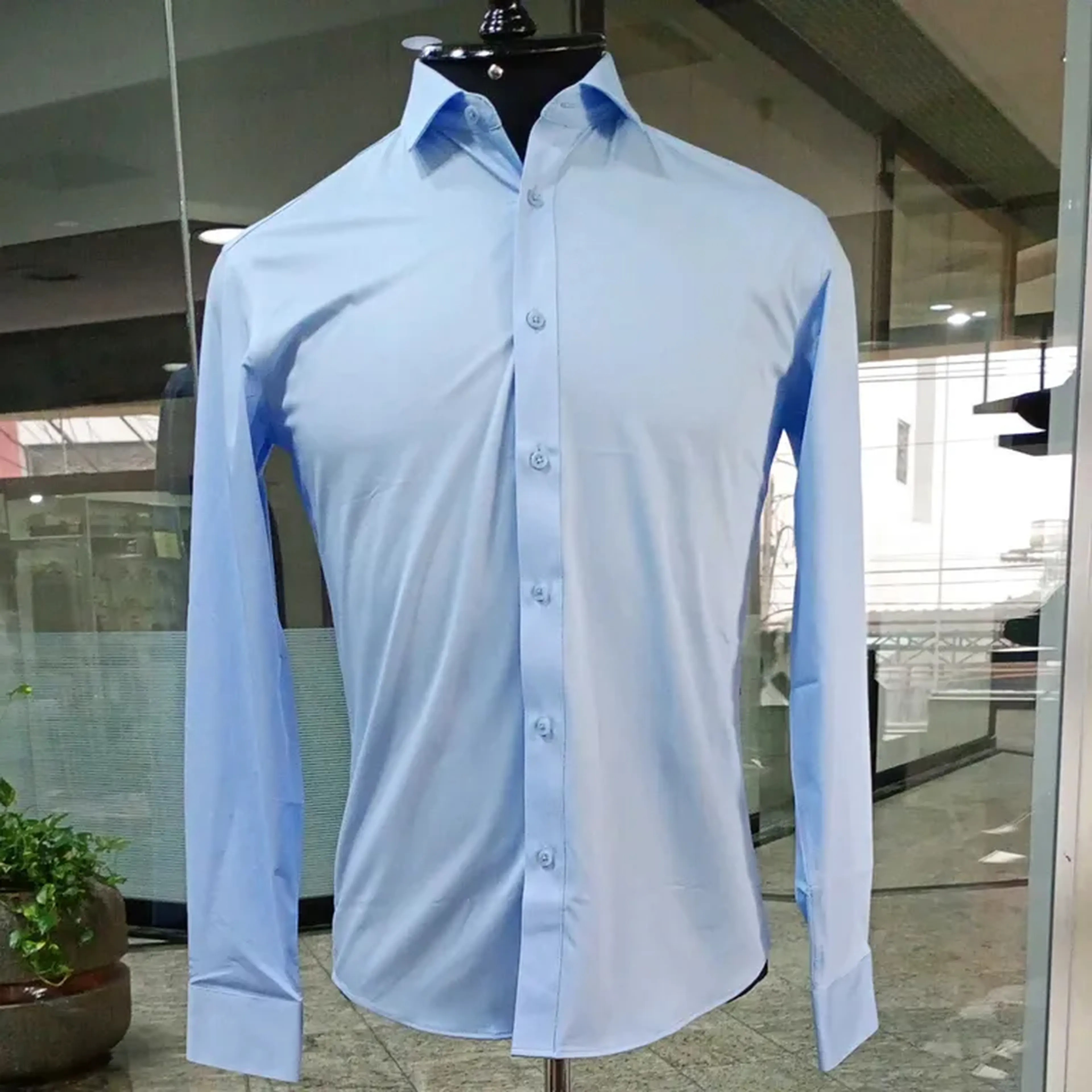 Camisa Social Fibra de Bambu Azul imagem