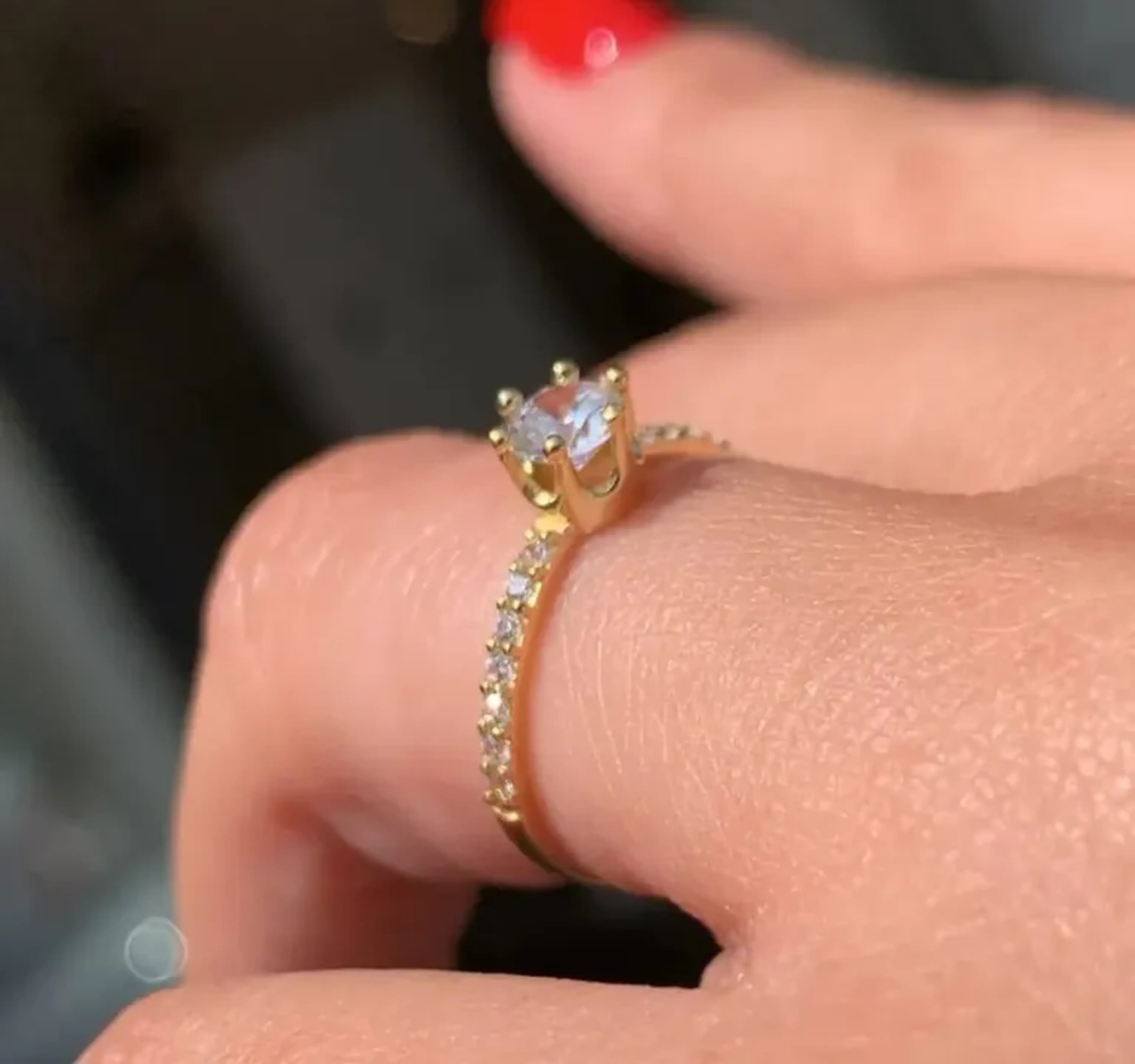 Anel De Noivado Solitario Moissanite 25 Pontos E Ouro 18k imagem