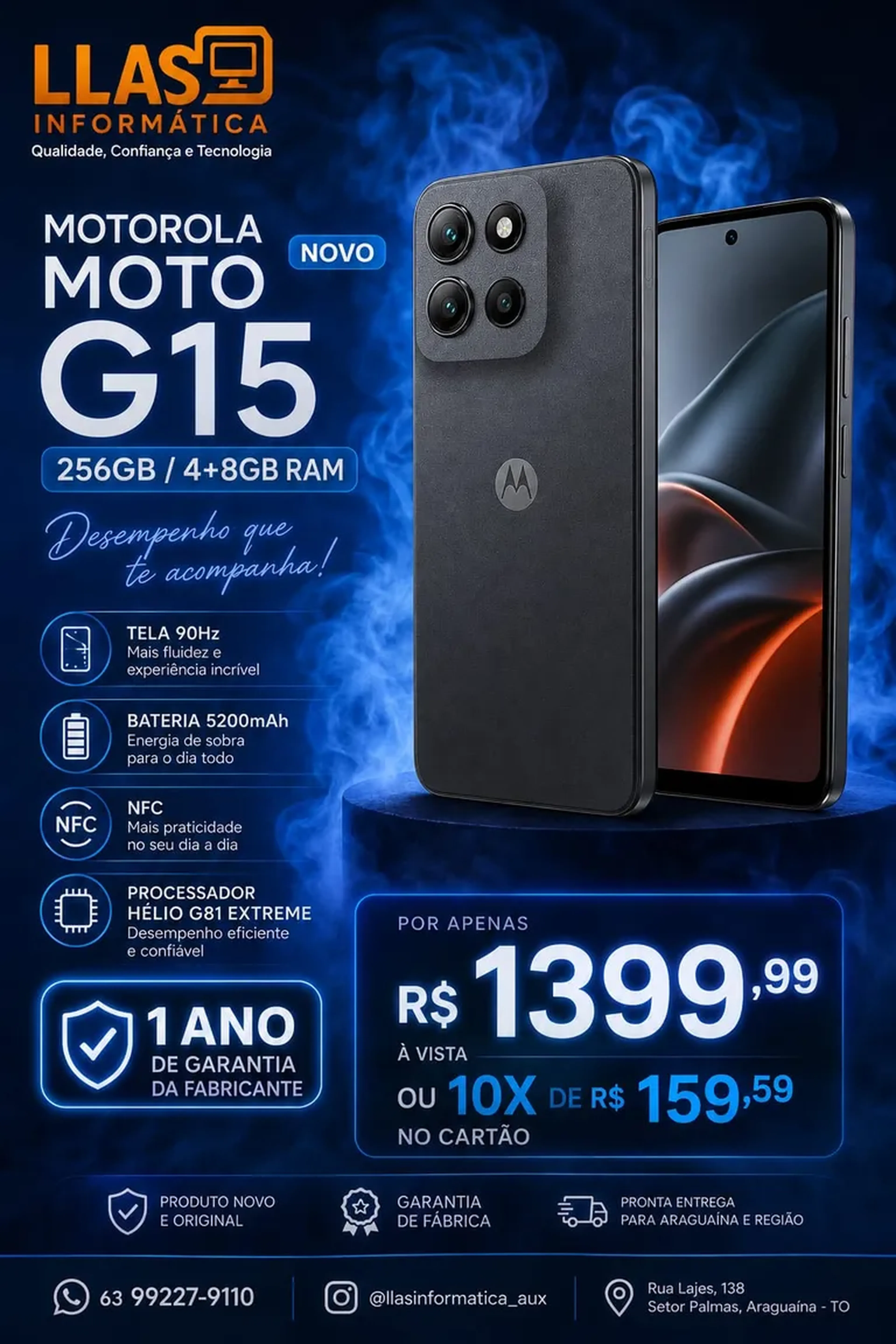 CELULAR MOTOROLA MOTO G15 256GB 4+4GB imagem