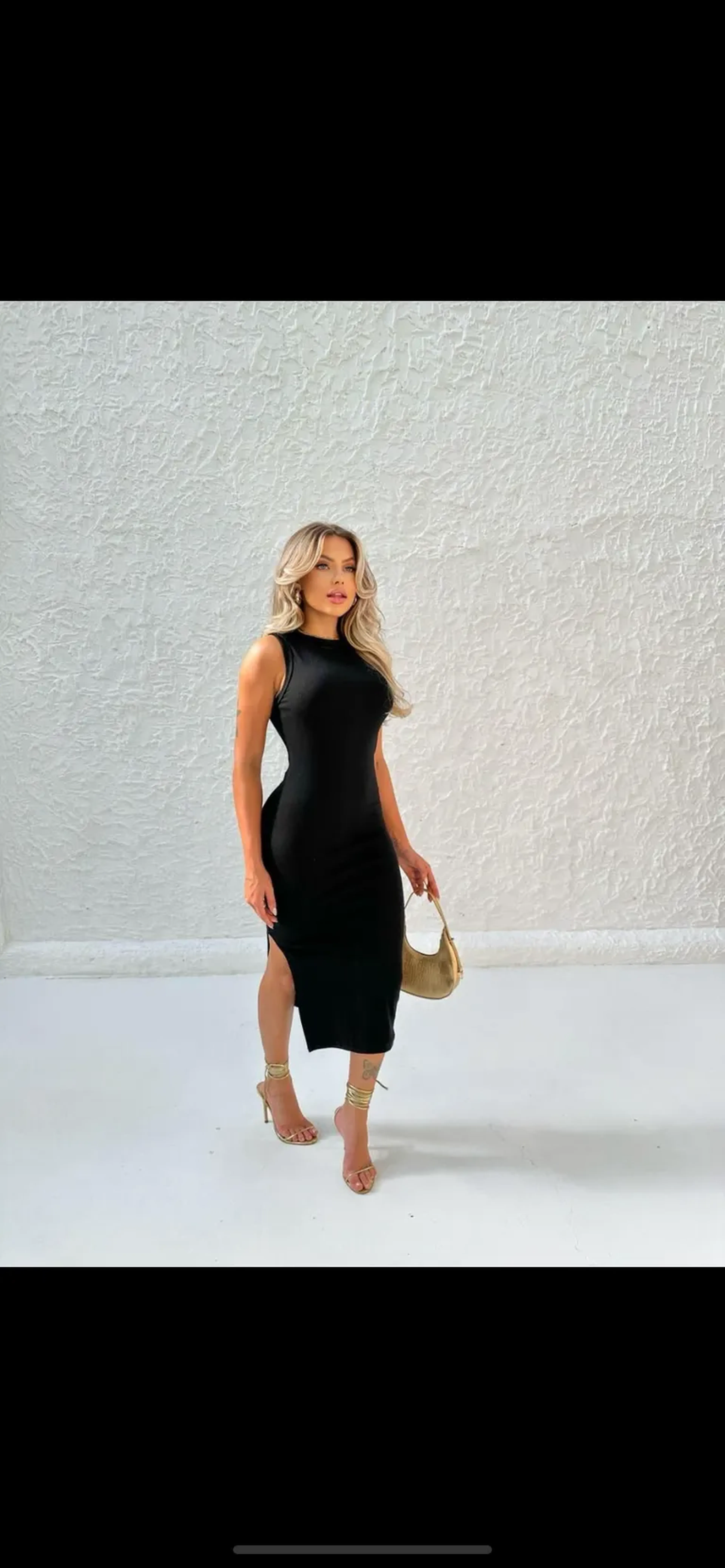 Vestido canelado ribana, P,M imagem