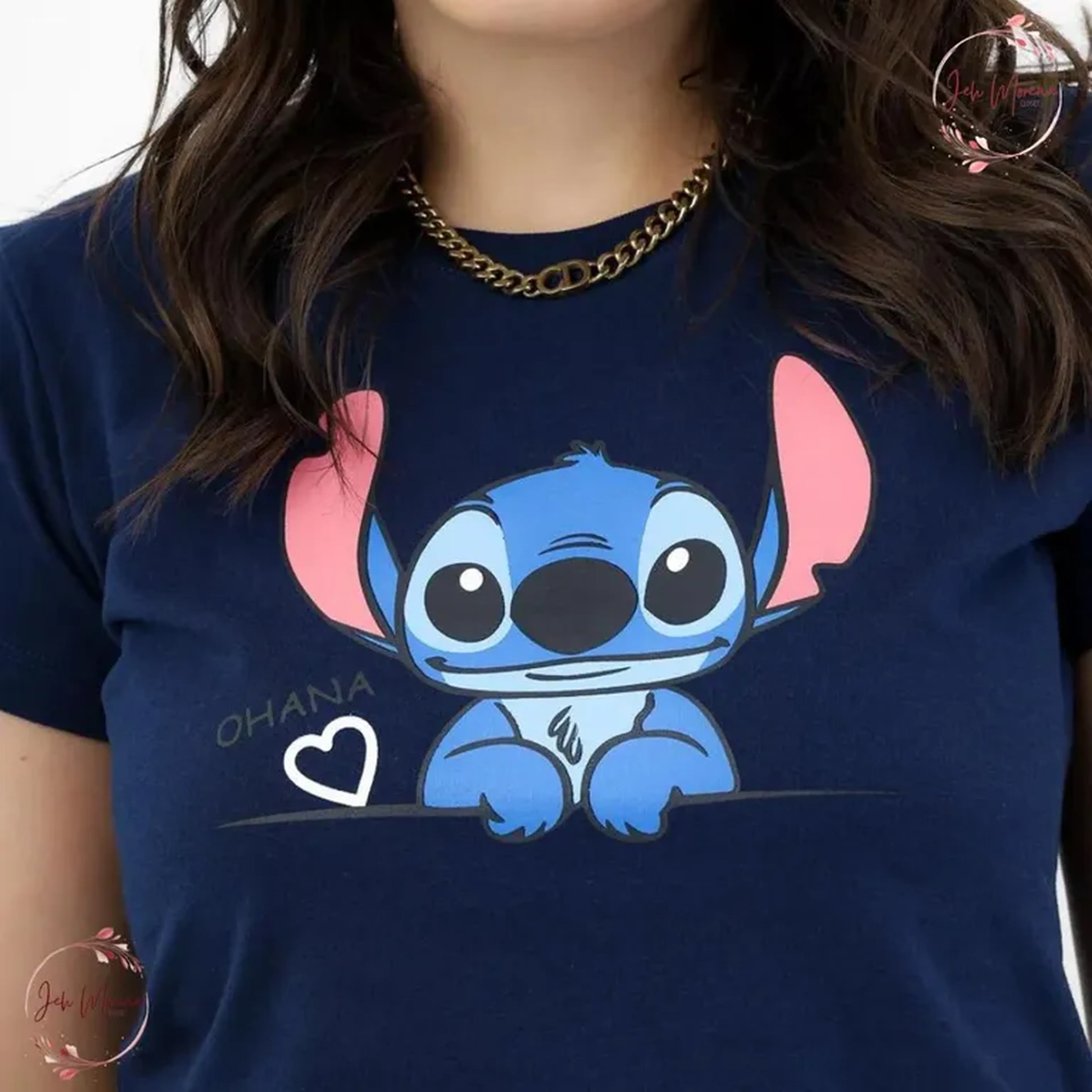T-Shirt Azul Marinho Stitch Ohana imagem