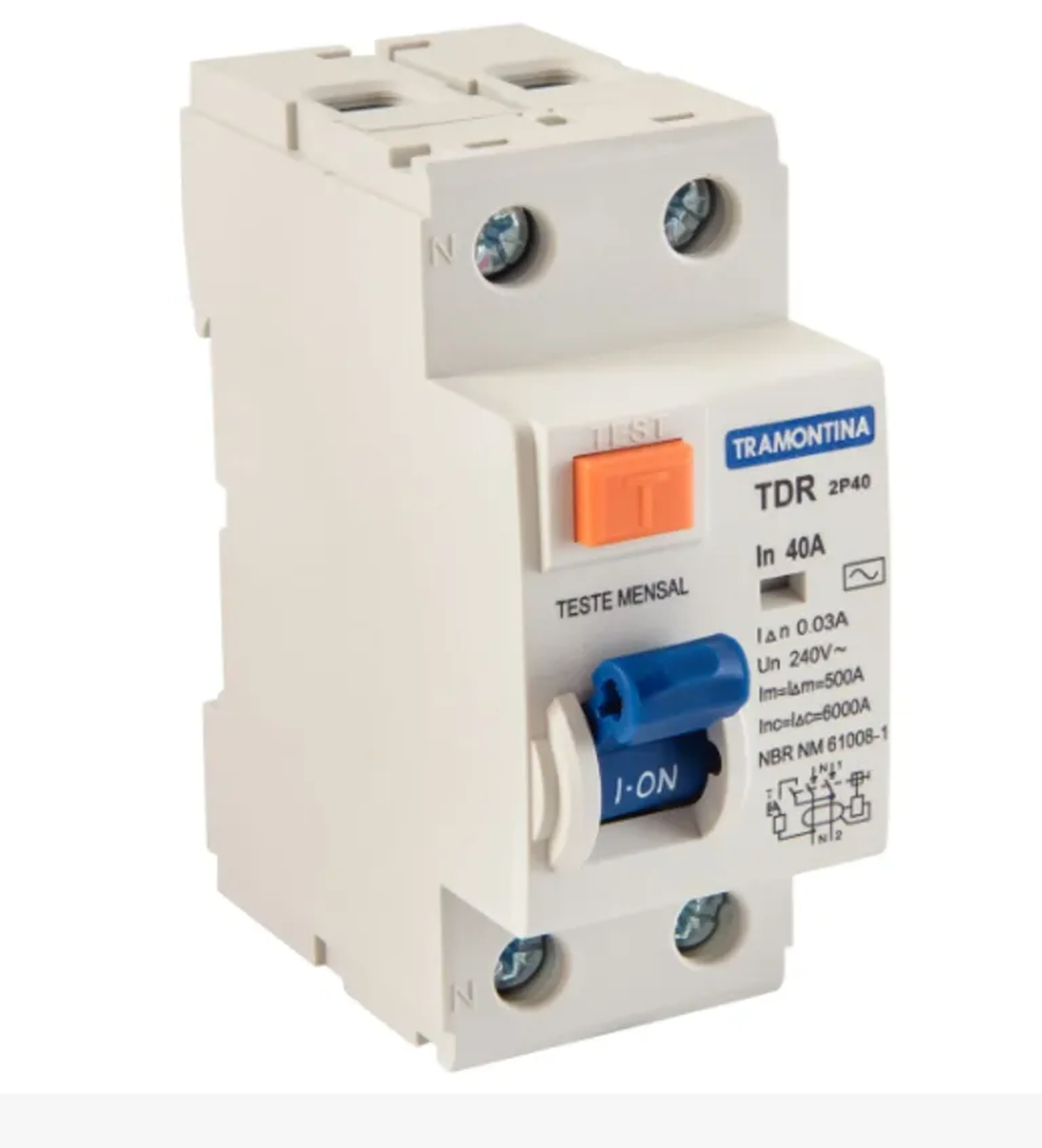 Interruptor TDR-40 2P 40 A 30 mA 6 KA Tramontina imagem