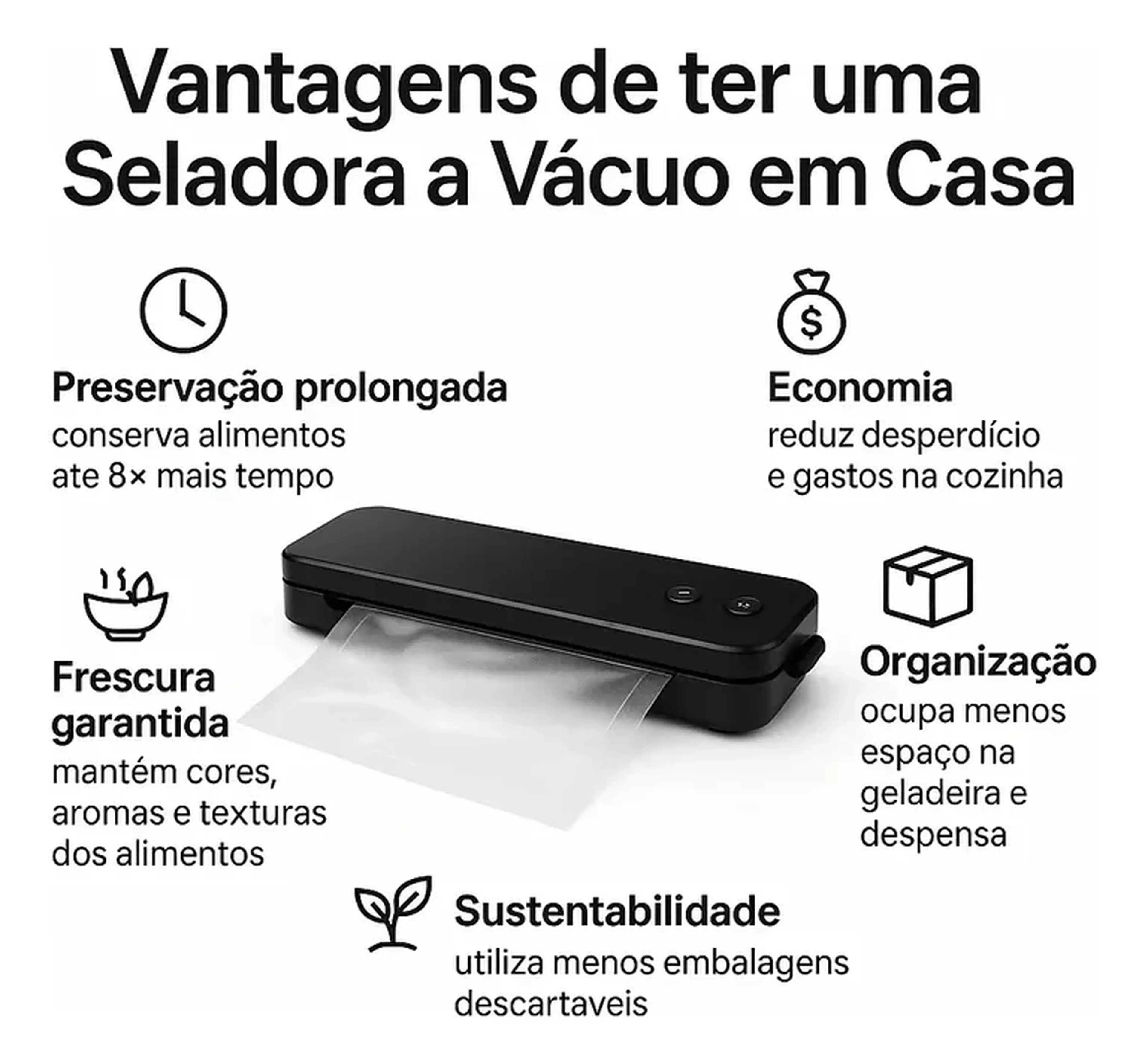 Máquina Seladora Portátil Vácuo De Alimentos 220V imagem