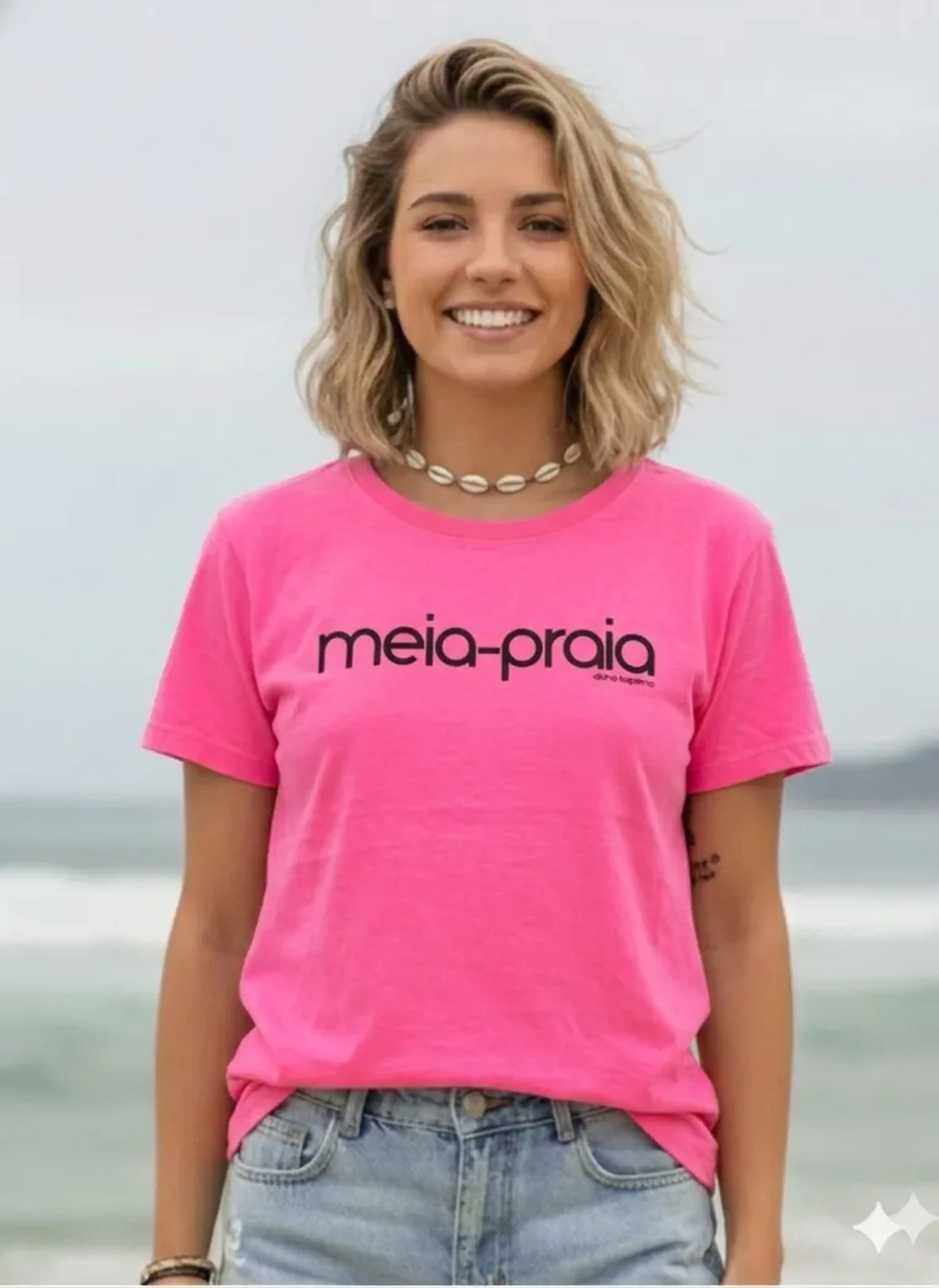 Feminina Pink Meia-Praia Preta imagem
