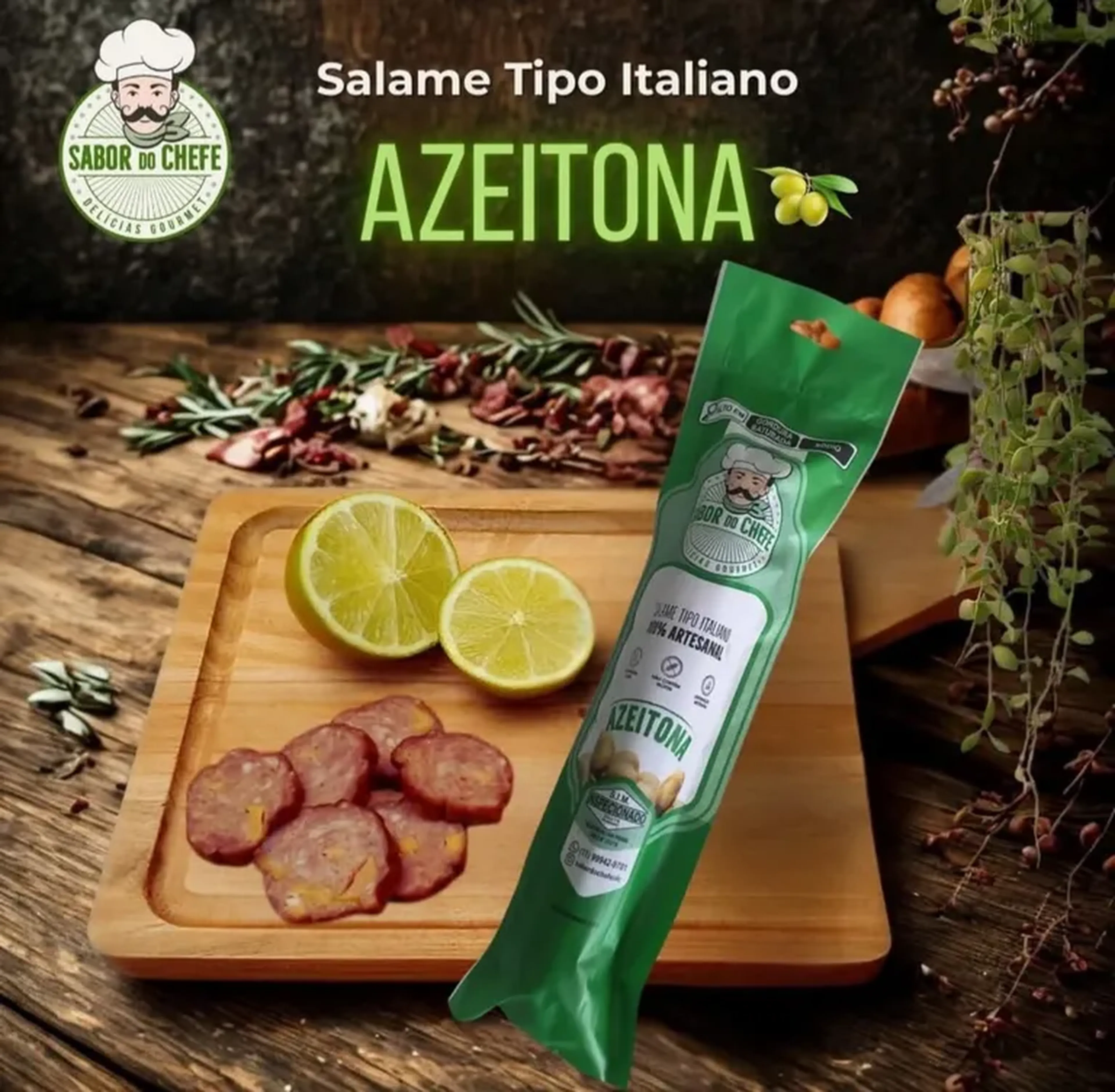 Salame tipo Italiano Artesanal com Azeitona imagem