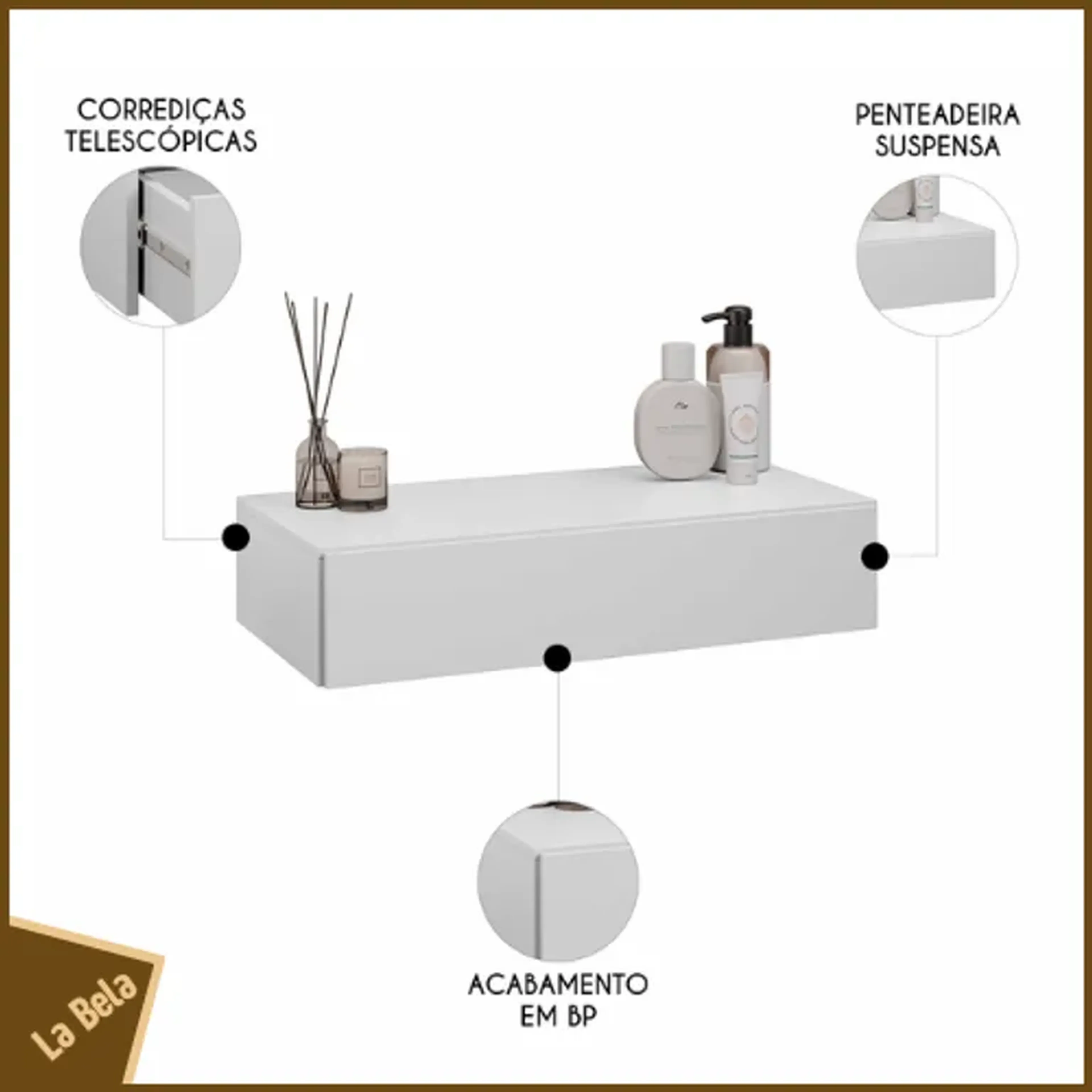 Penteadeira Suspensa Branca MDF imagem