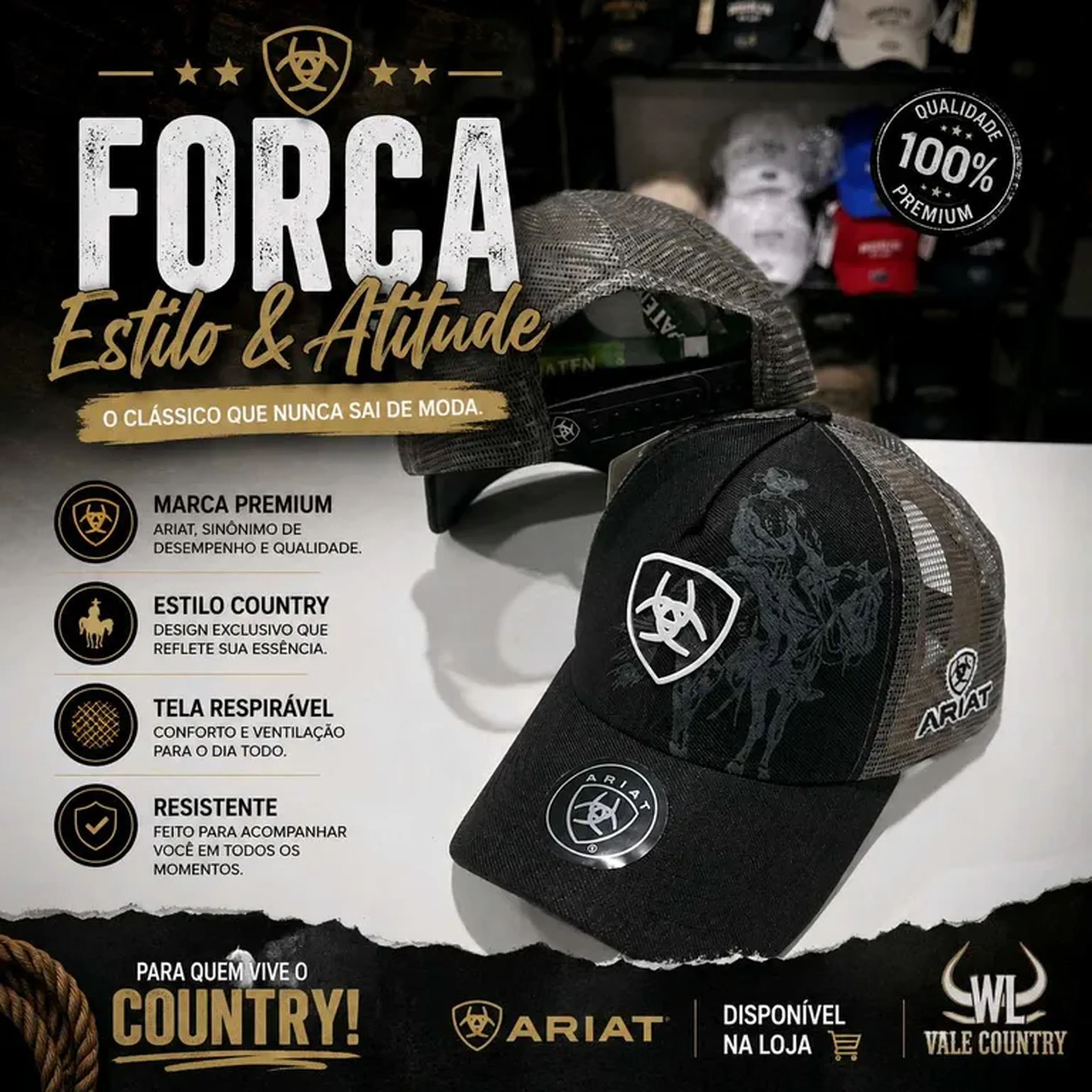 Boné ARIAT Preto imagem