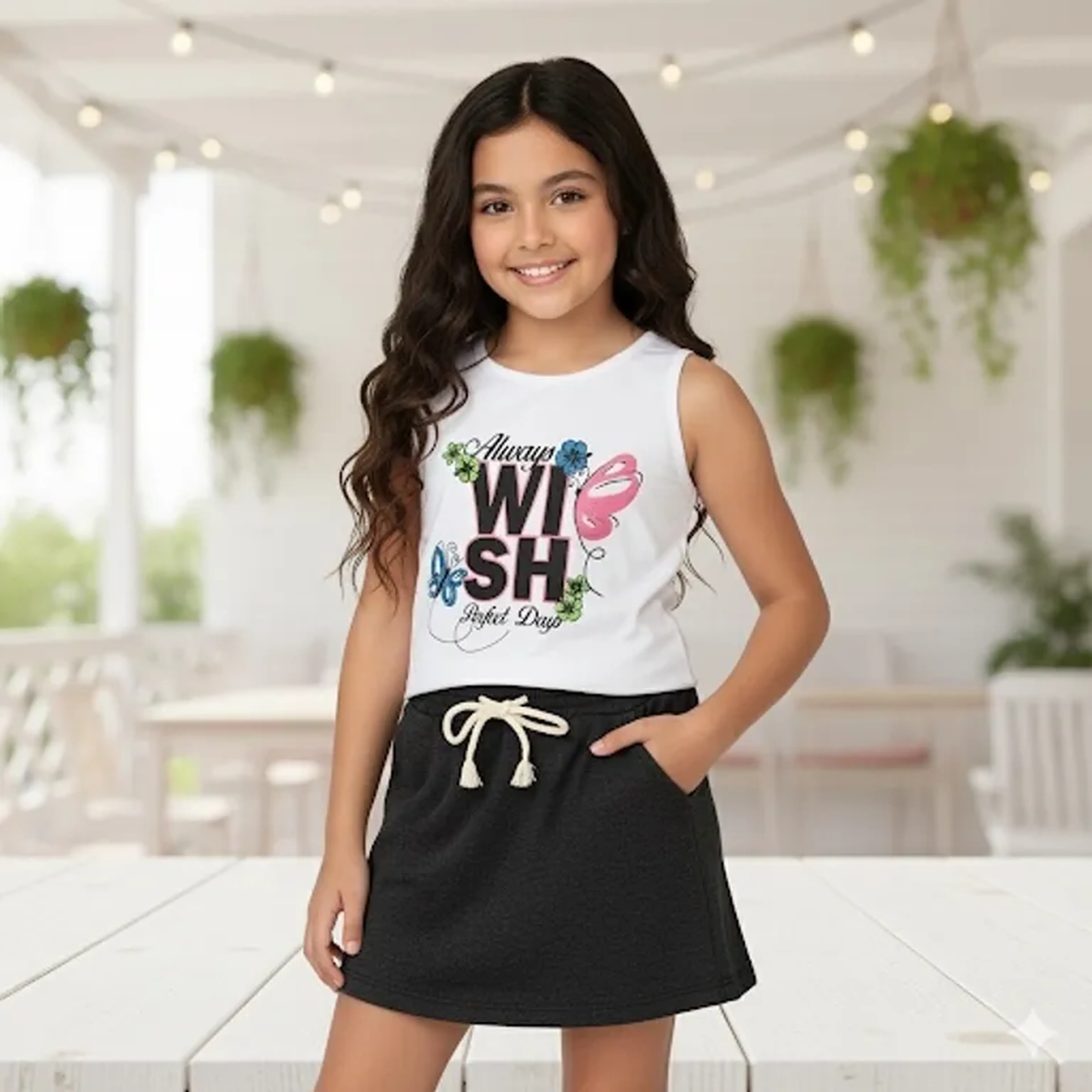 Conjunto regata com saia moletinho imagem