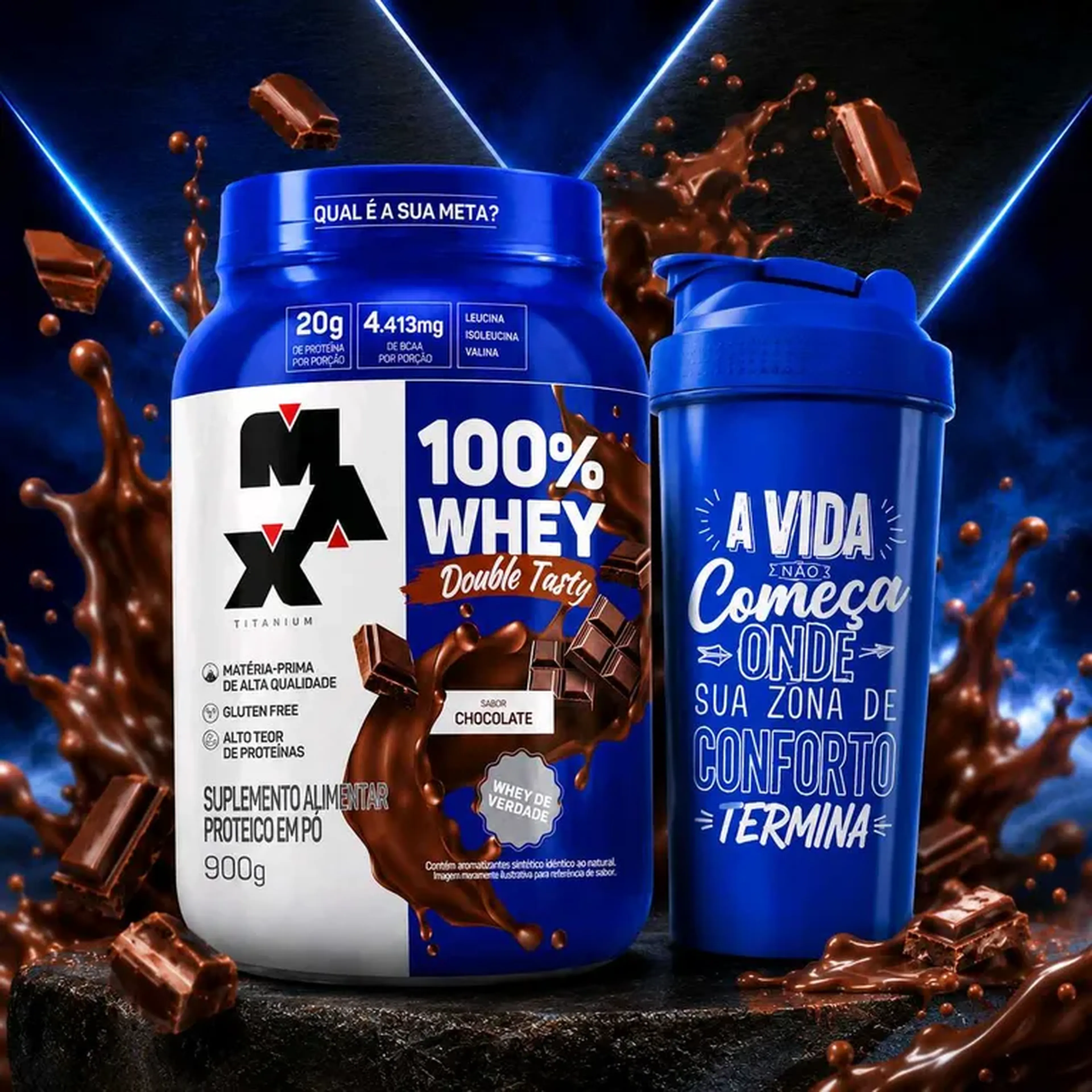 Whey Double Tasty 900g + Coqueteleira | Max Titanium imagem