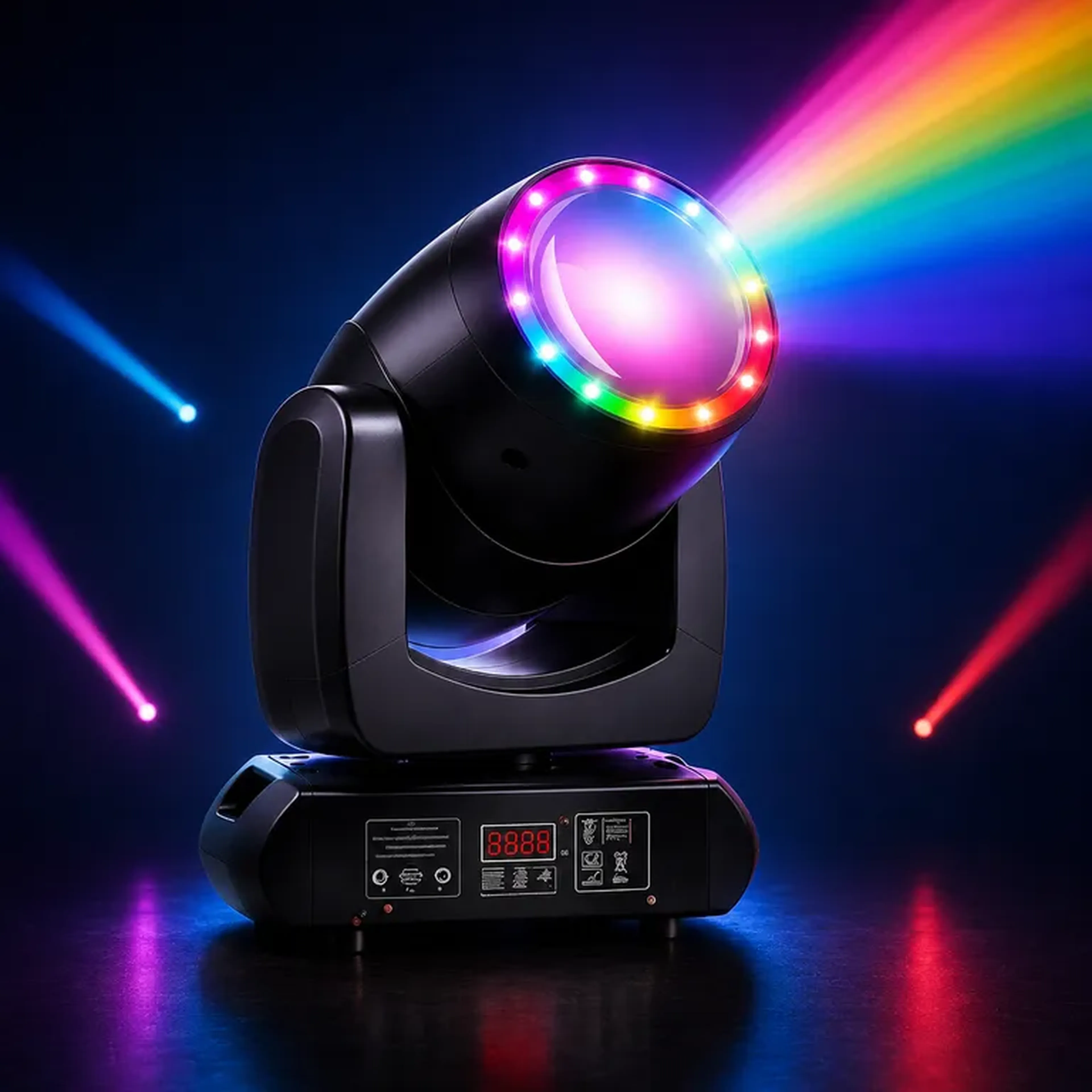 Moving Head 150W Led Beam 7D Rgb Prisma Colorido Giratorio Dmx imagem