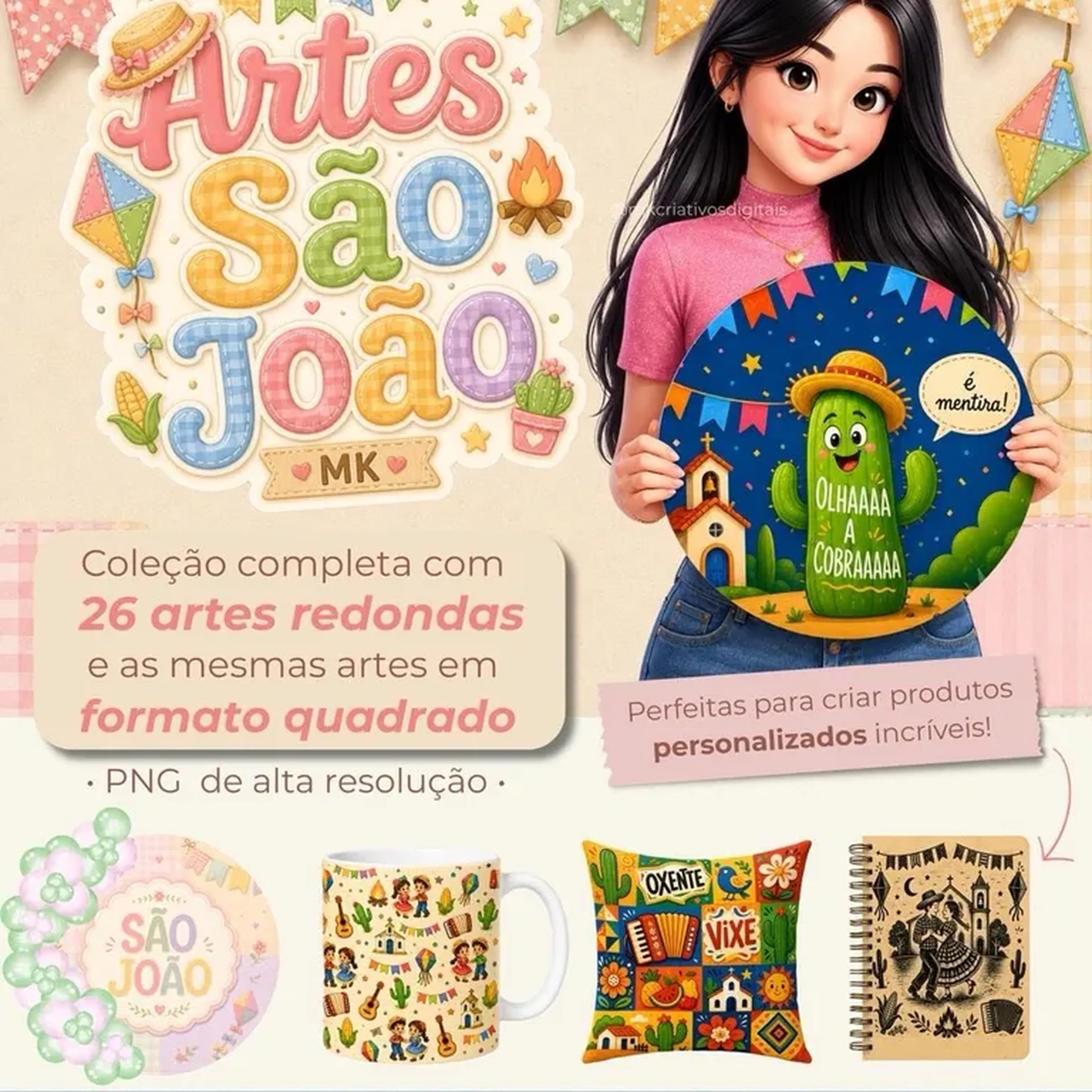 Artes São João Redondad e Quadradas - PNG imagem
