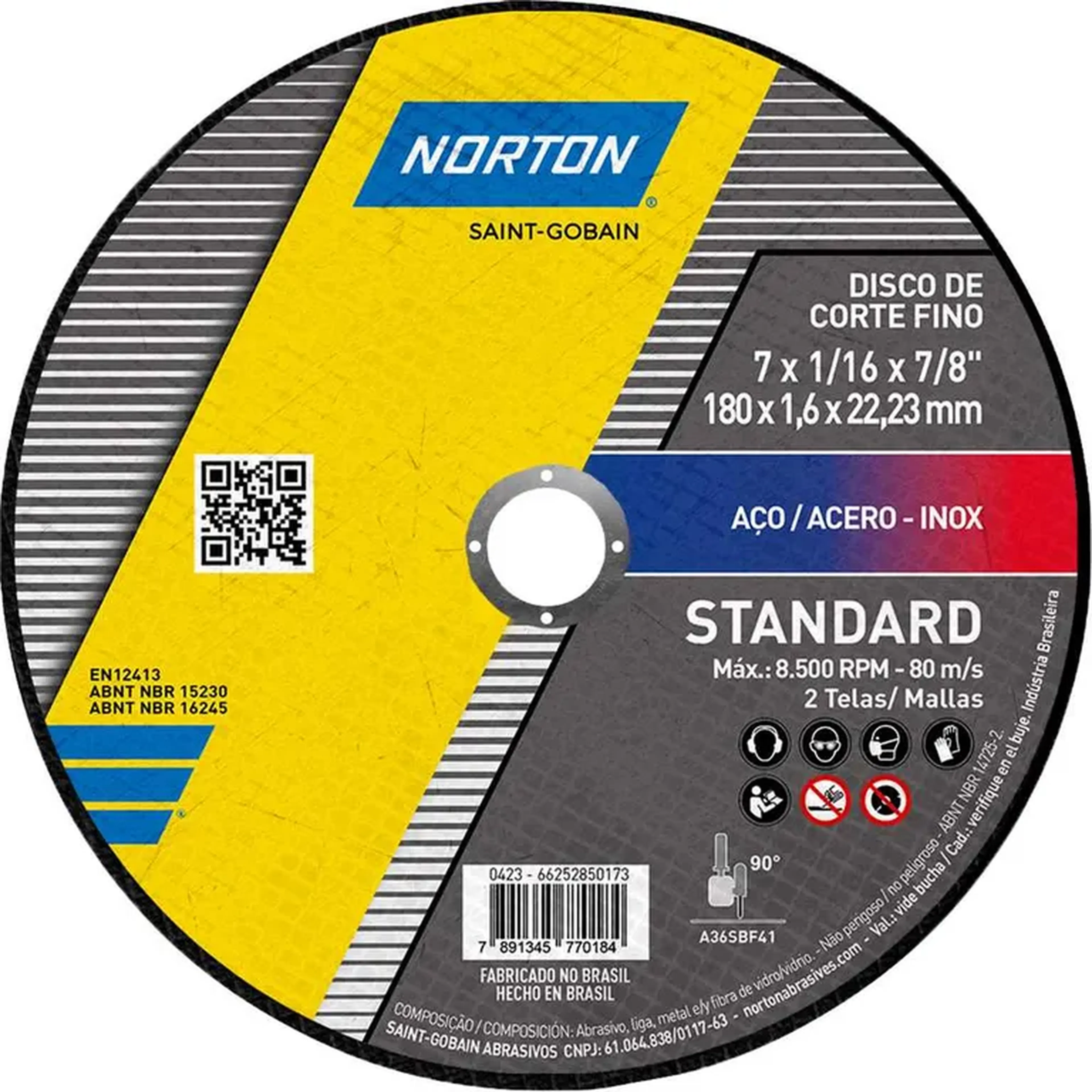 Cx 25 disco de corte 7’’ 180x1,6 Norton Standart imagem