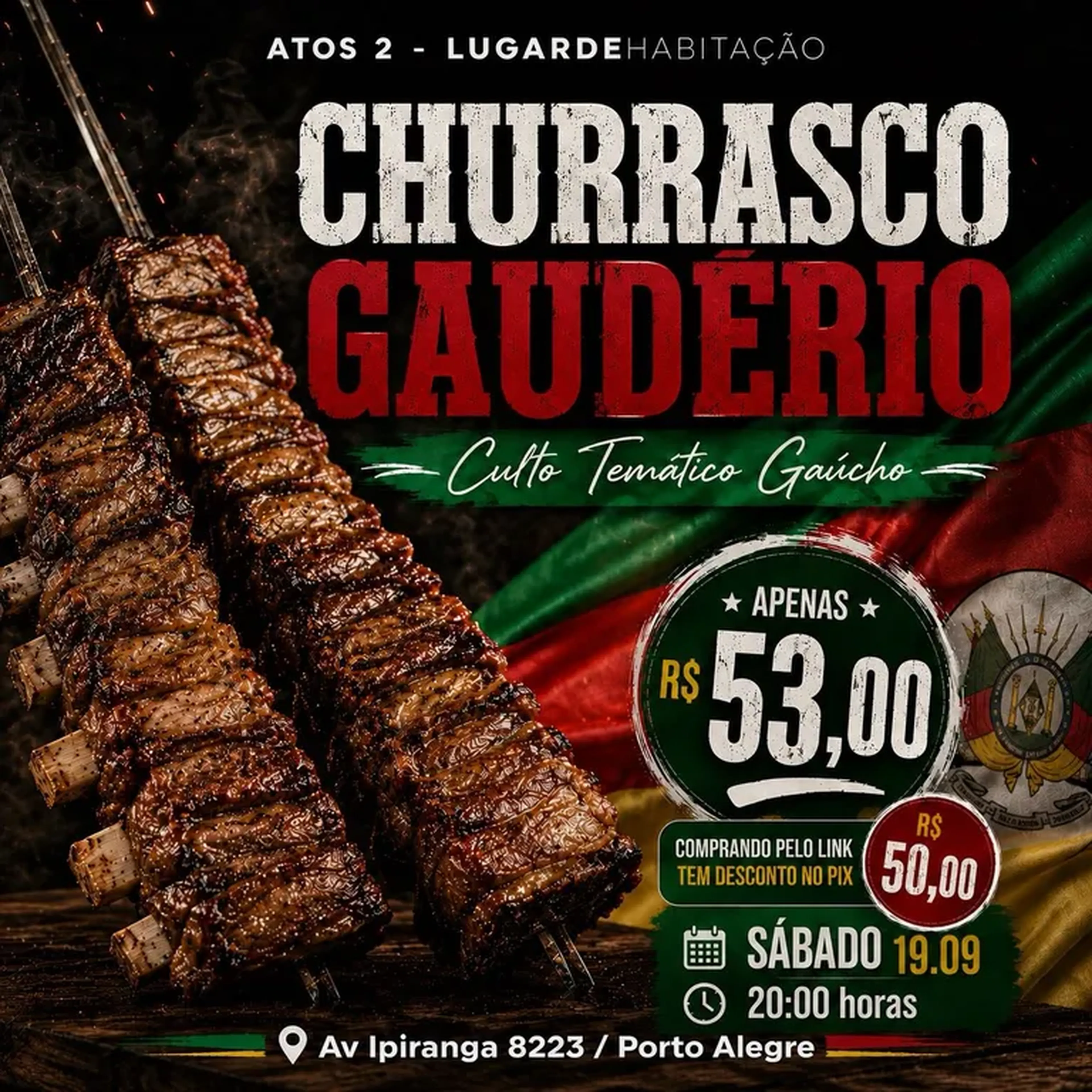 SÁB 19.09 | CHURRASCO GAUDÉRIO | Culto temático Gaúcho imagem