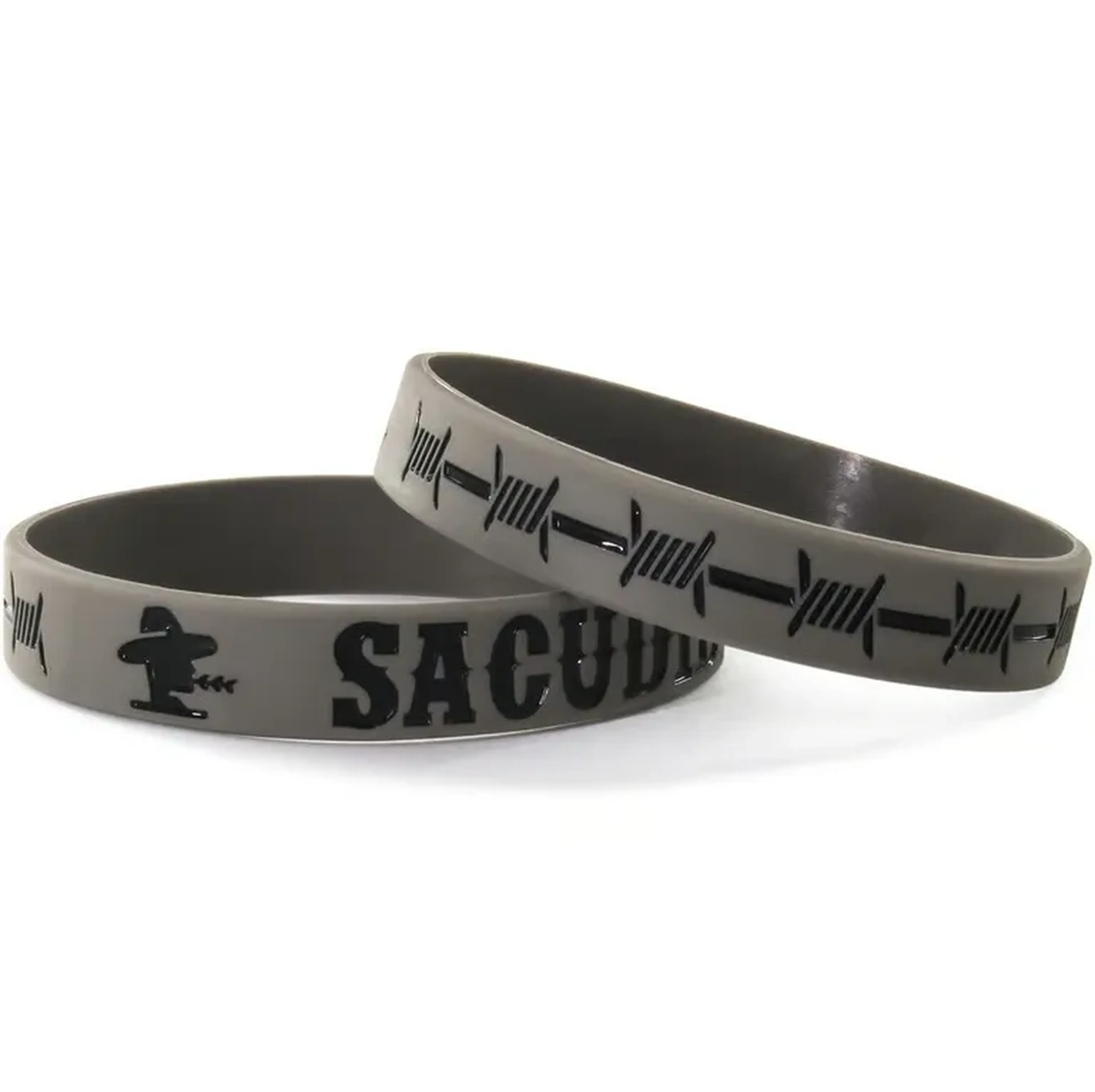 Pulseira Silicone Sacudido's - Cinza com Preto - TAM. ÚNICO imagem