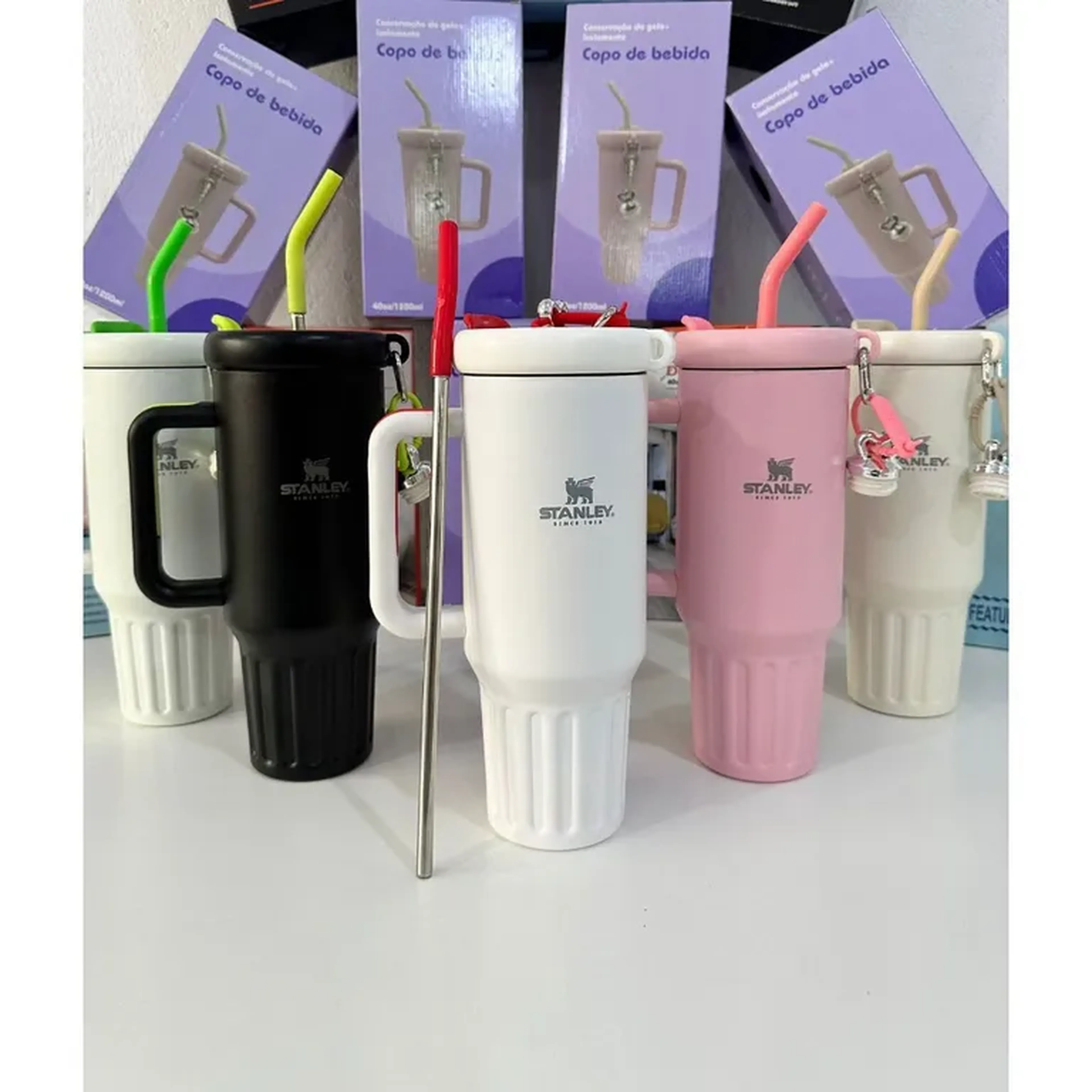 Copo Térmica Quencher PRIMER Com Canudo E Tampa Para Café 1200ML imagem
