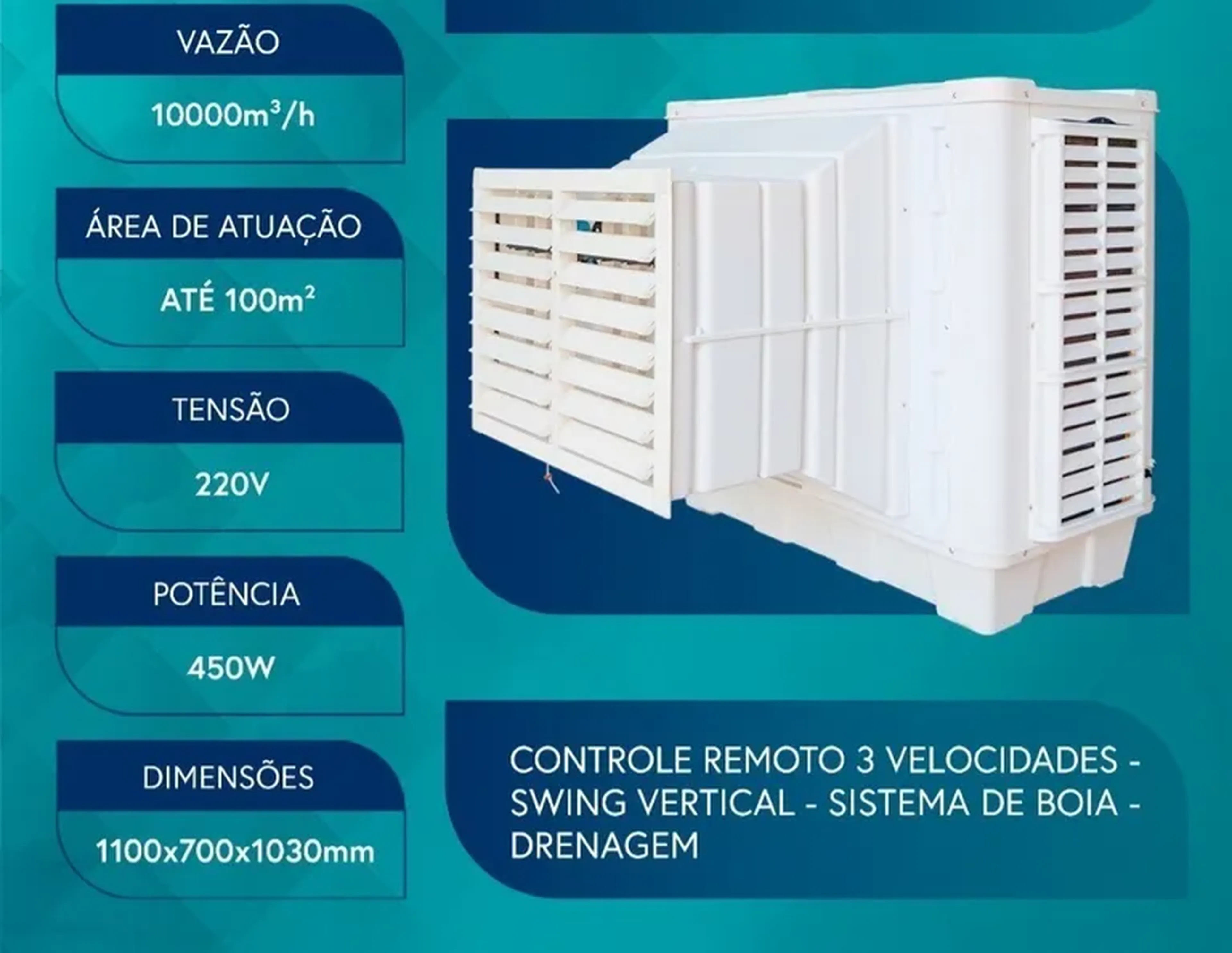 Climatizador Evaporativo Parede Para Loja Comércio 100 Metros imagem