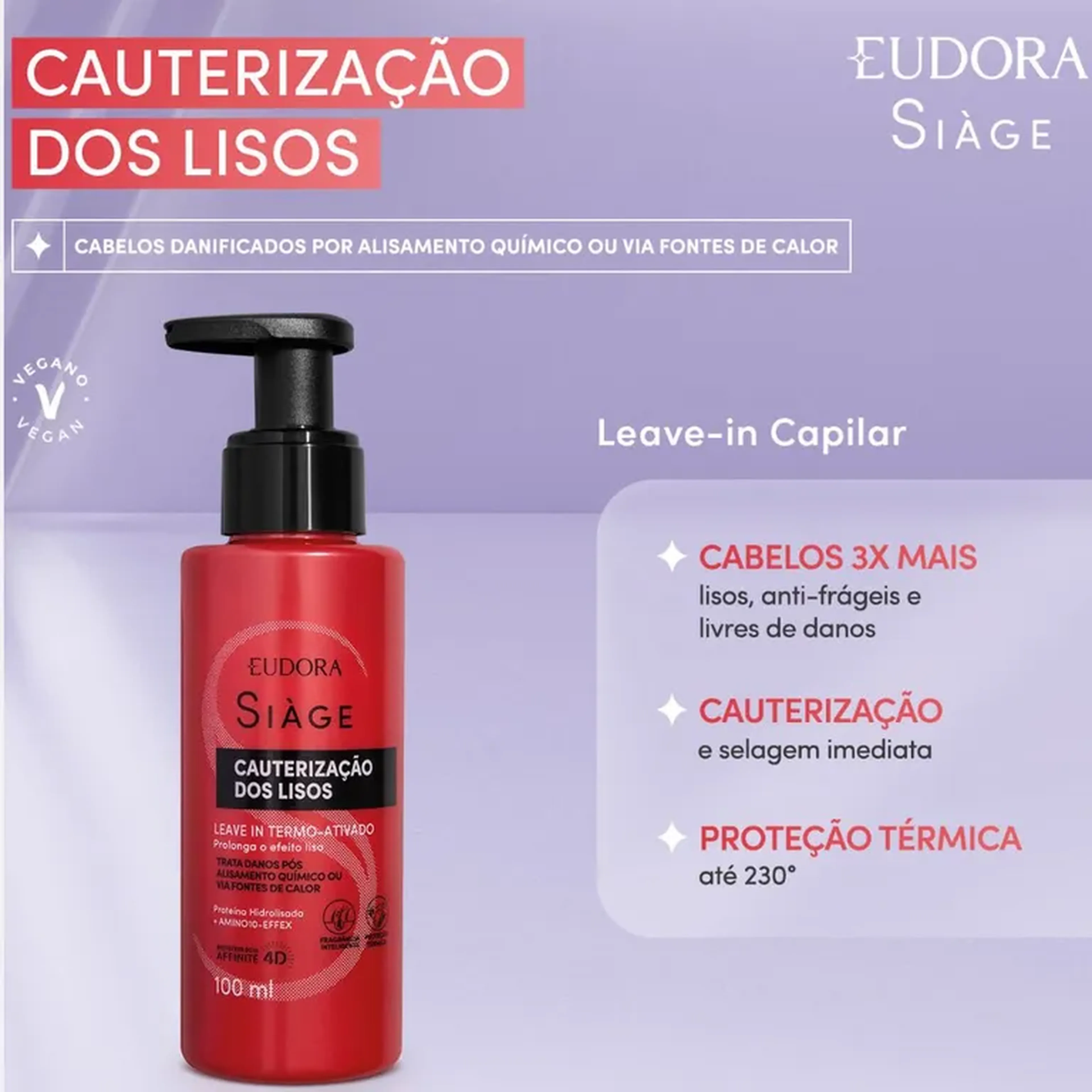 Leave-In Capilar Siàge Cauterização dos Lisos 100ml imagem