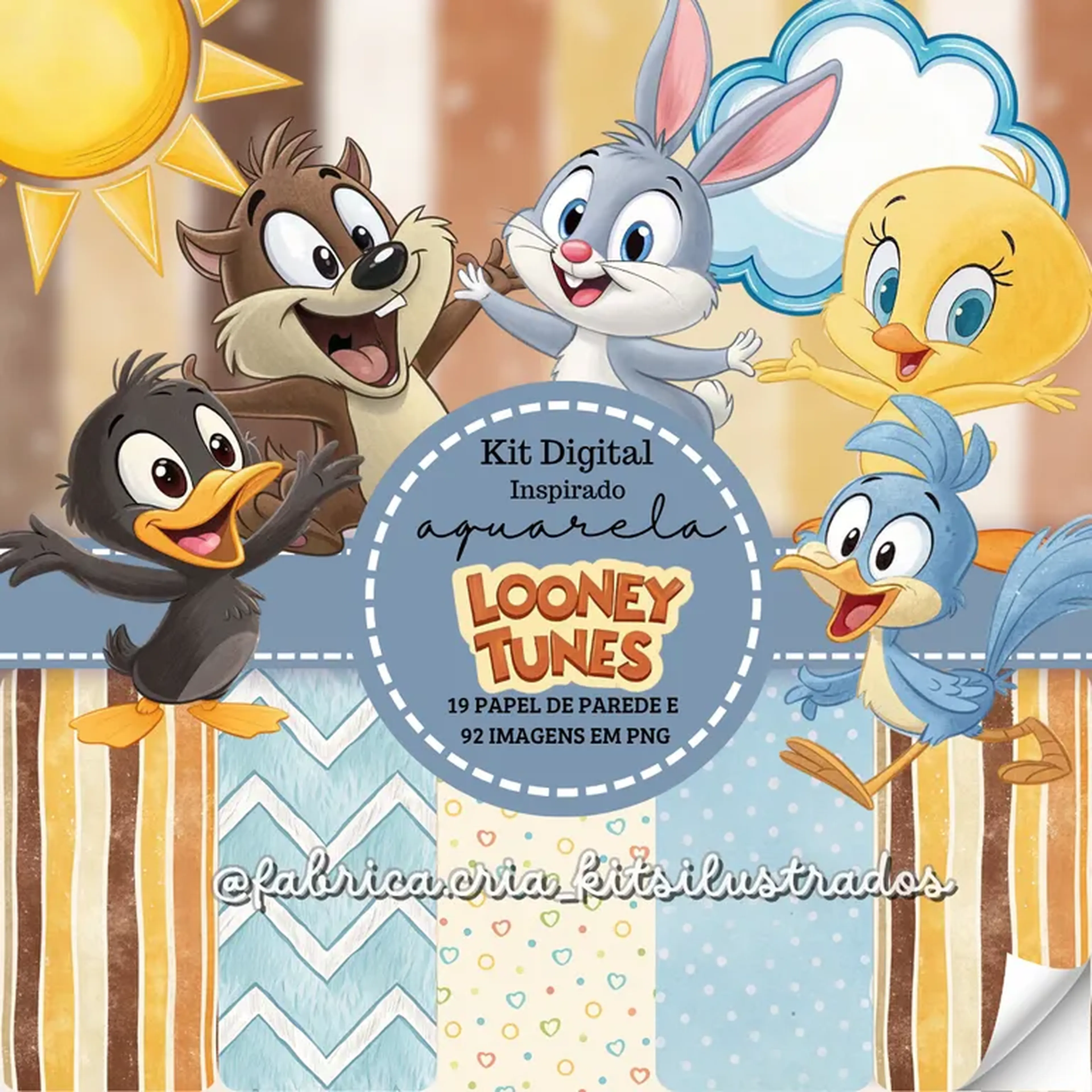 Kit Digital Ilustrado Aquarela Inspirado Looney Tunnes imagem