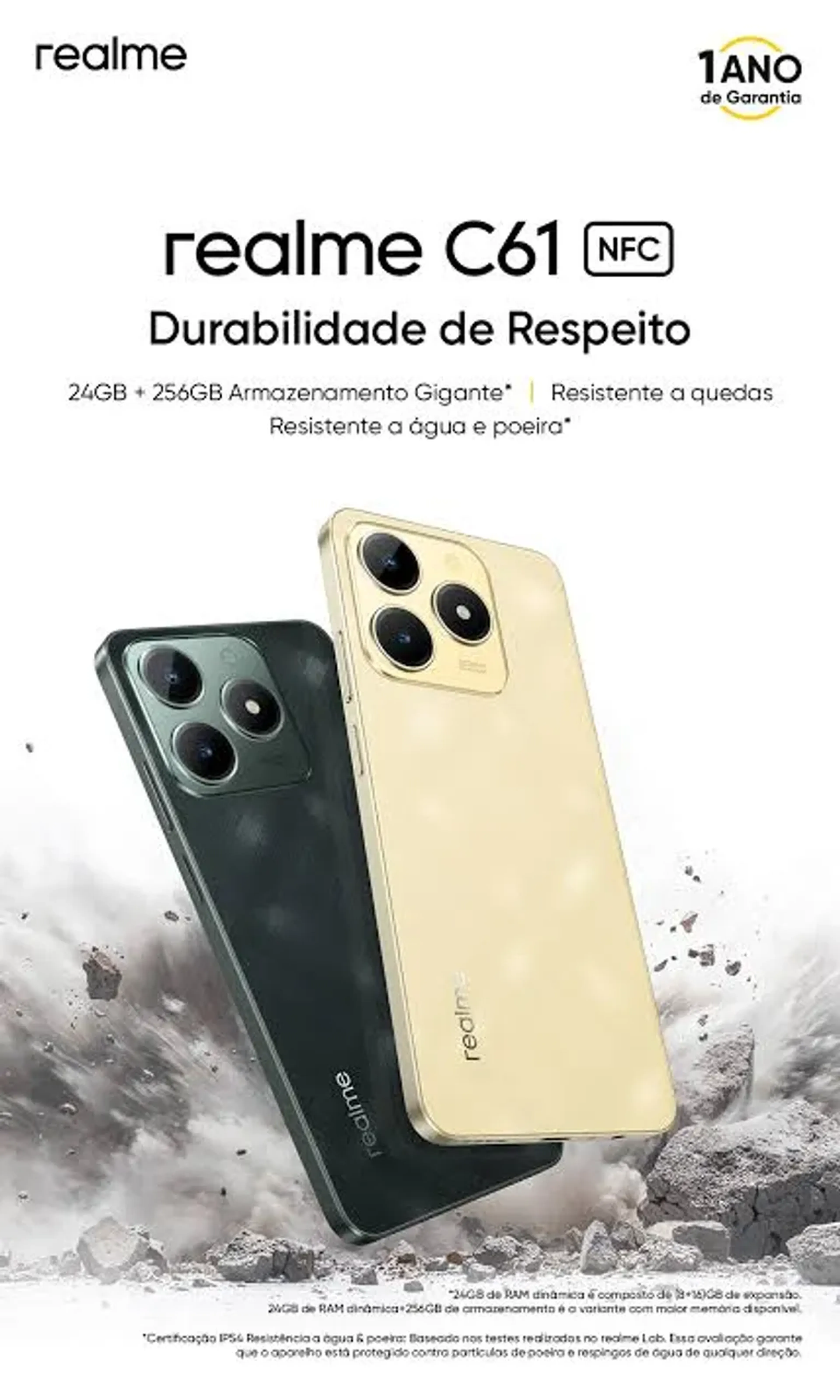Realme C61 + 128GB + 6GB RAM - Dourado imagem