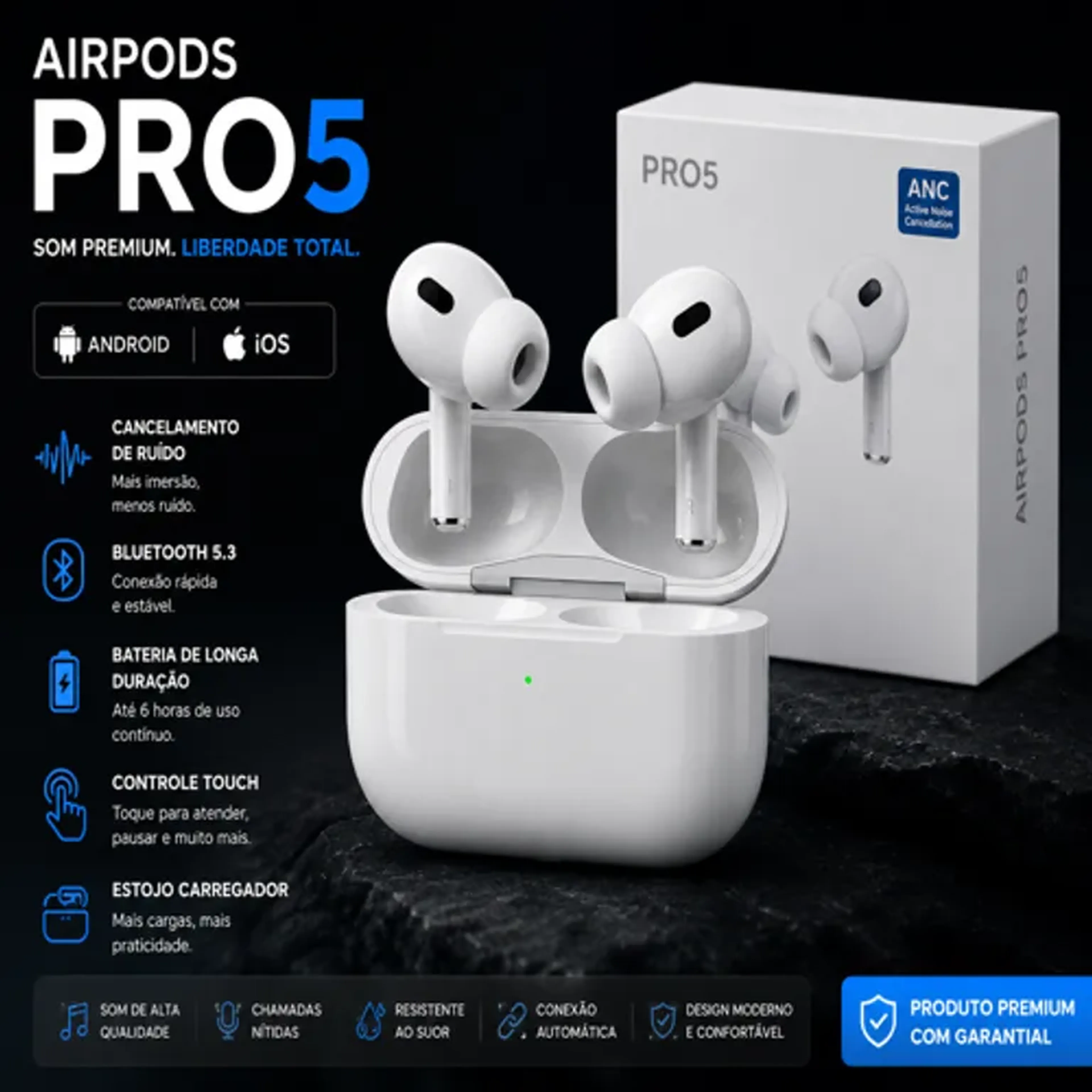AirPods PRO5 Fone de Ouvidos Bluetooth imagem