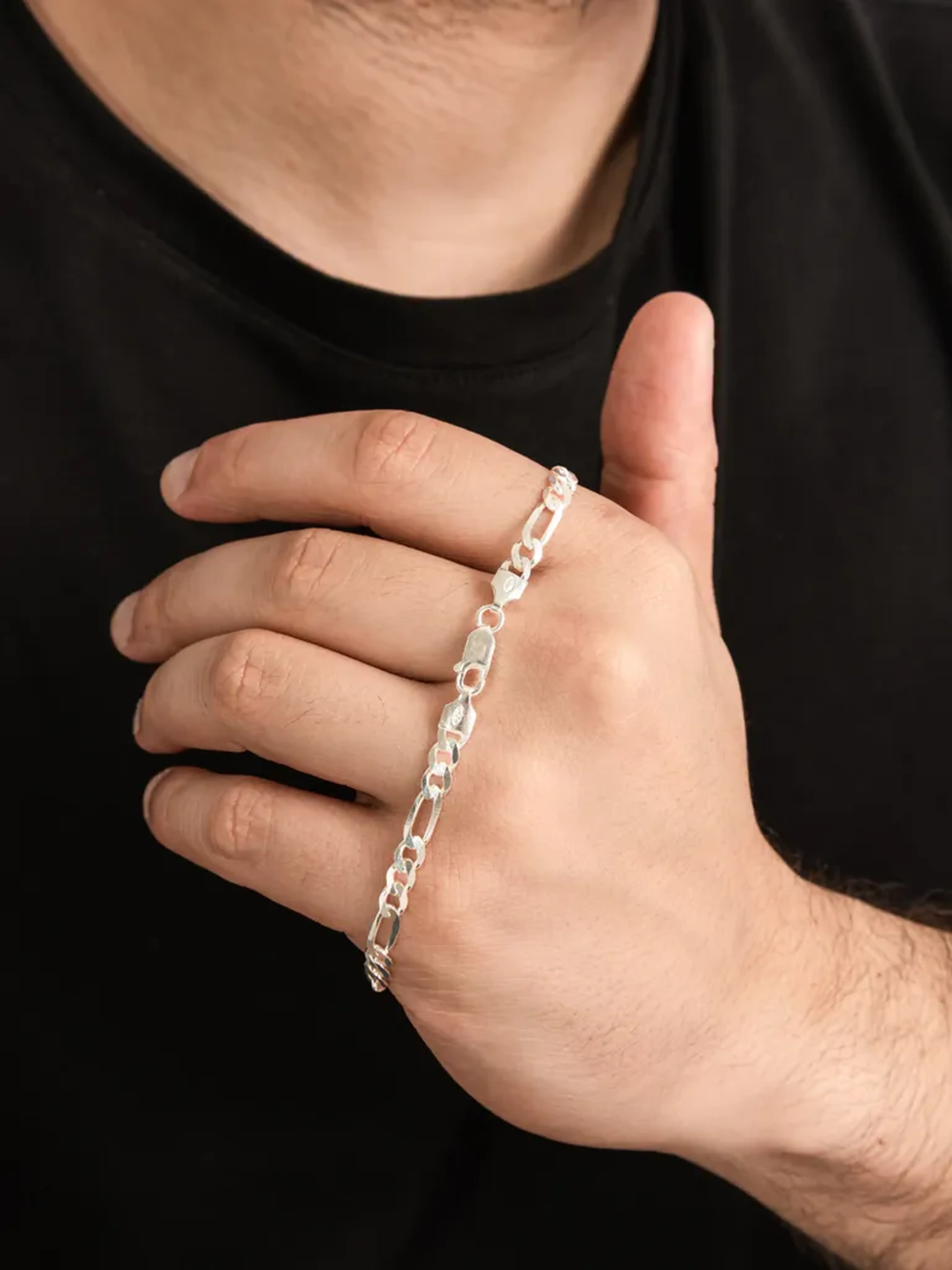 Pulseira Masculina de Prata 925 Elos 3x1 5.3mm imagem