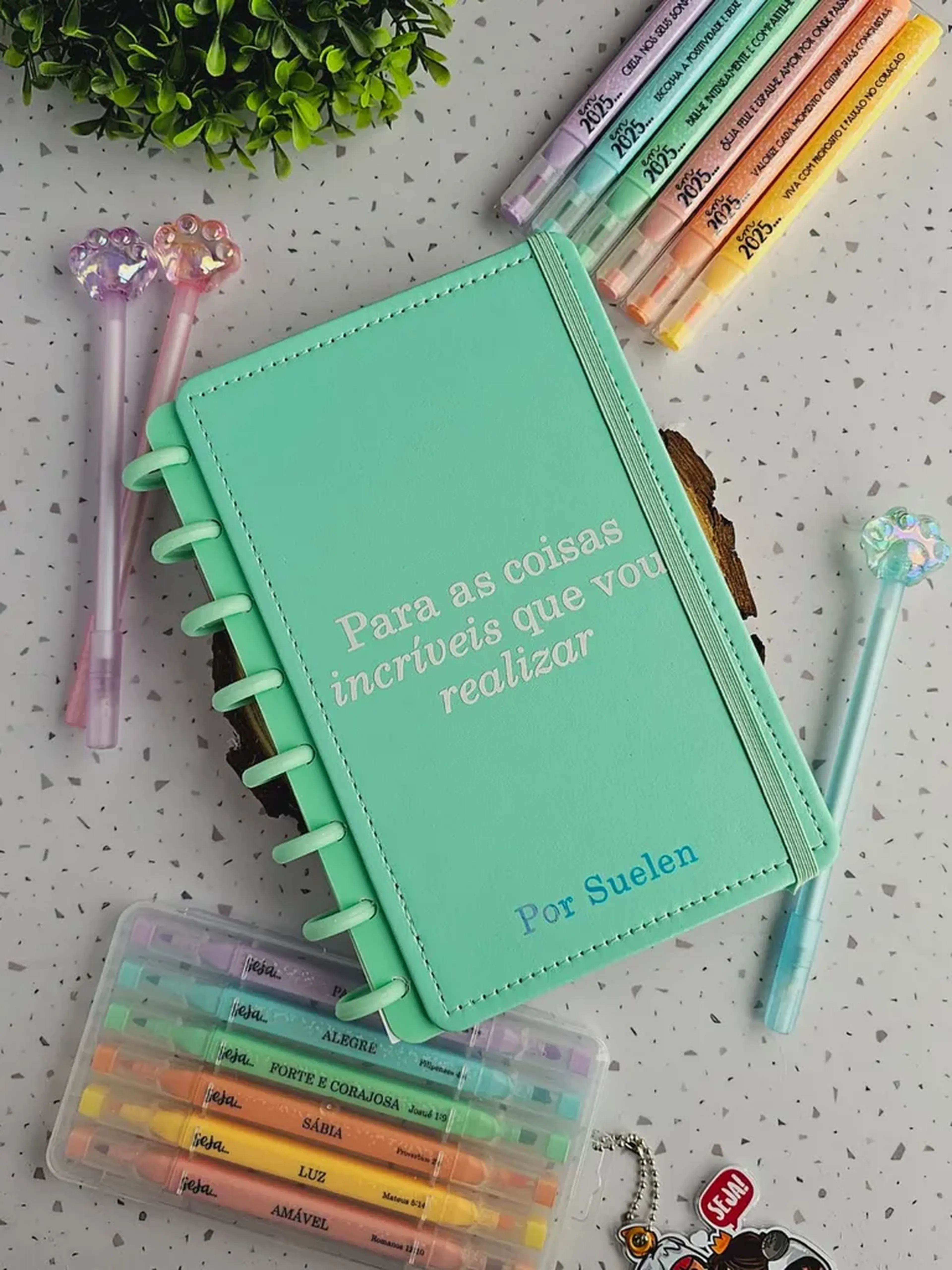Caderno disco personalizado - Verde imagem
