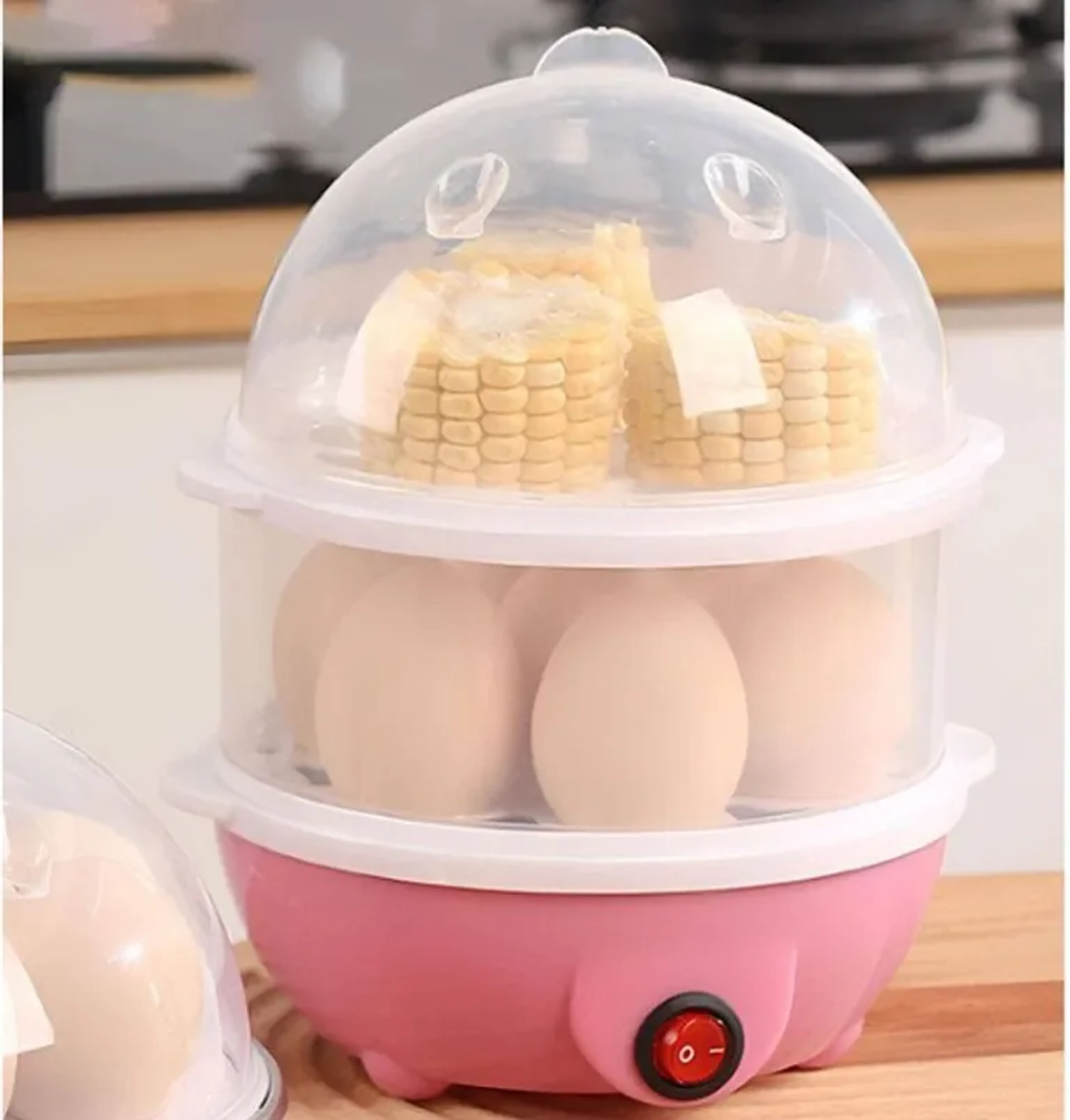 Cozedor Elétrico A Vapor 2 Andares -Cozimento a vapor de ovos e imagem
