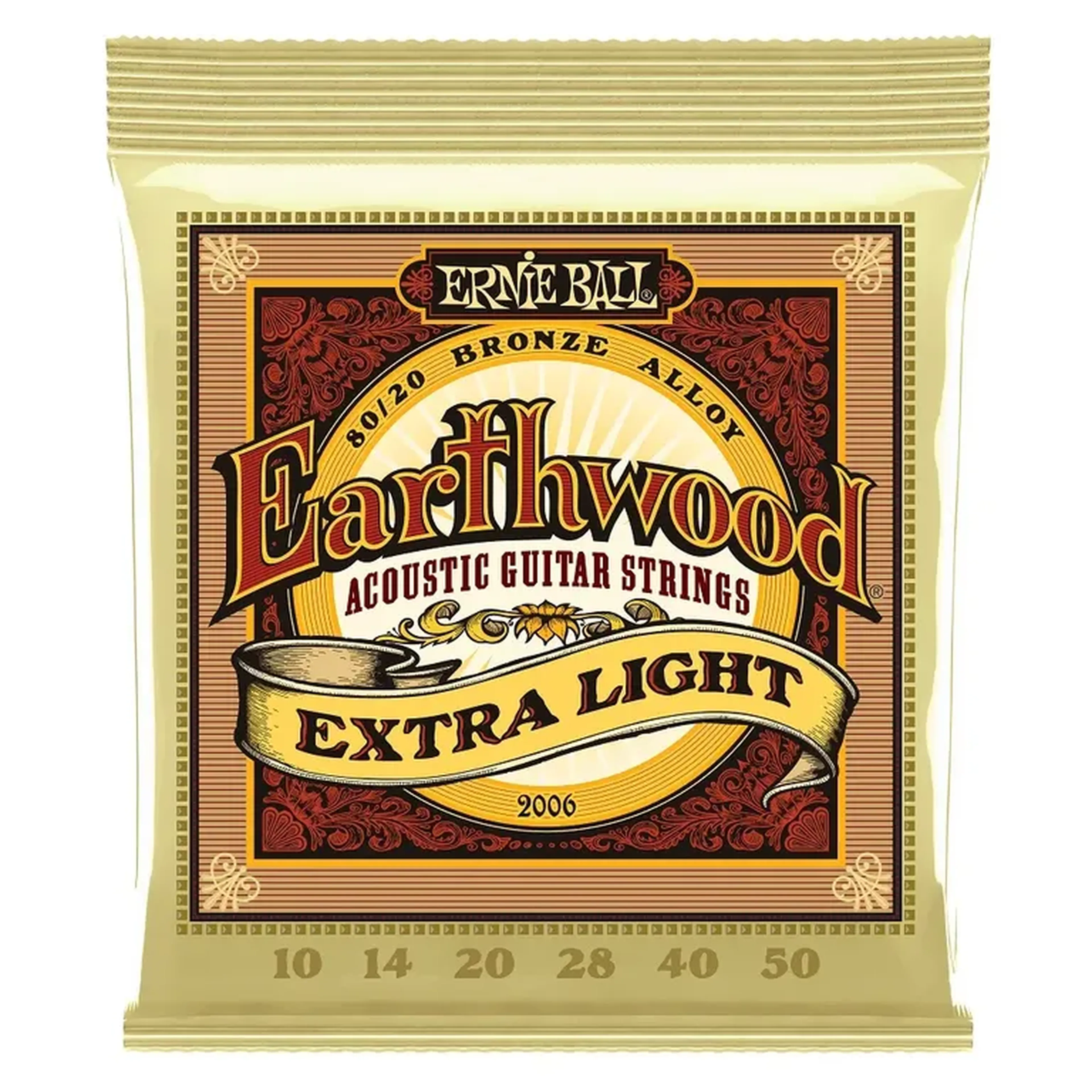 Corda Ernie Ball 010 Earthwood 80 20 Bronze para Violão Aço imagem