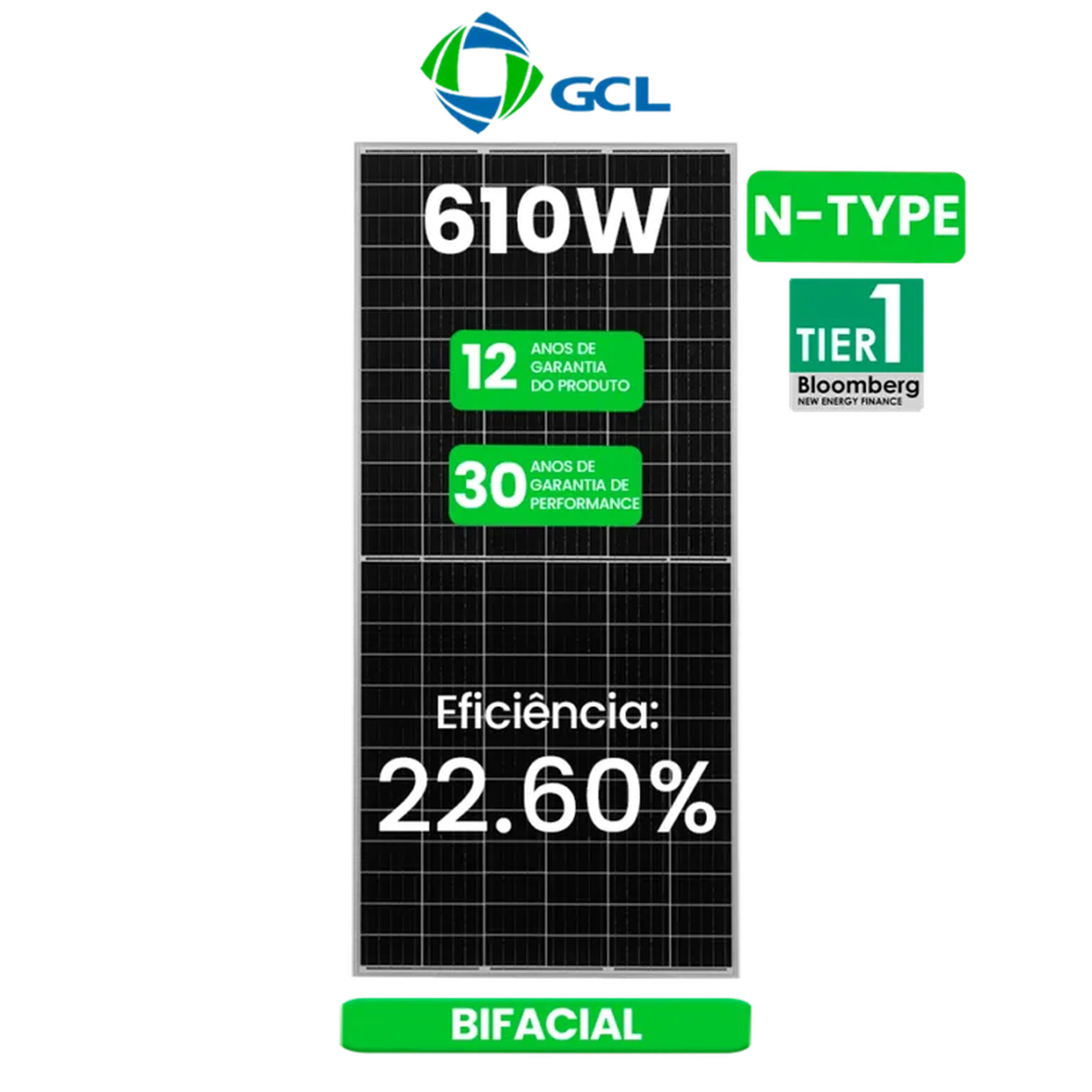 MODULO 610W GCL BIFACIAL N-TYPE 30MM imagem