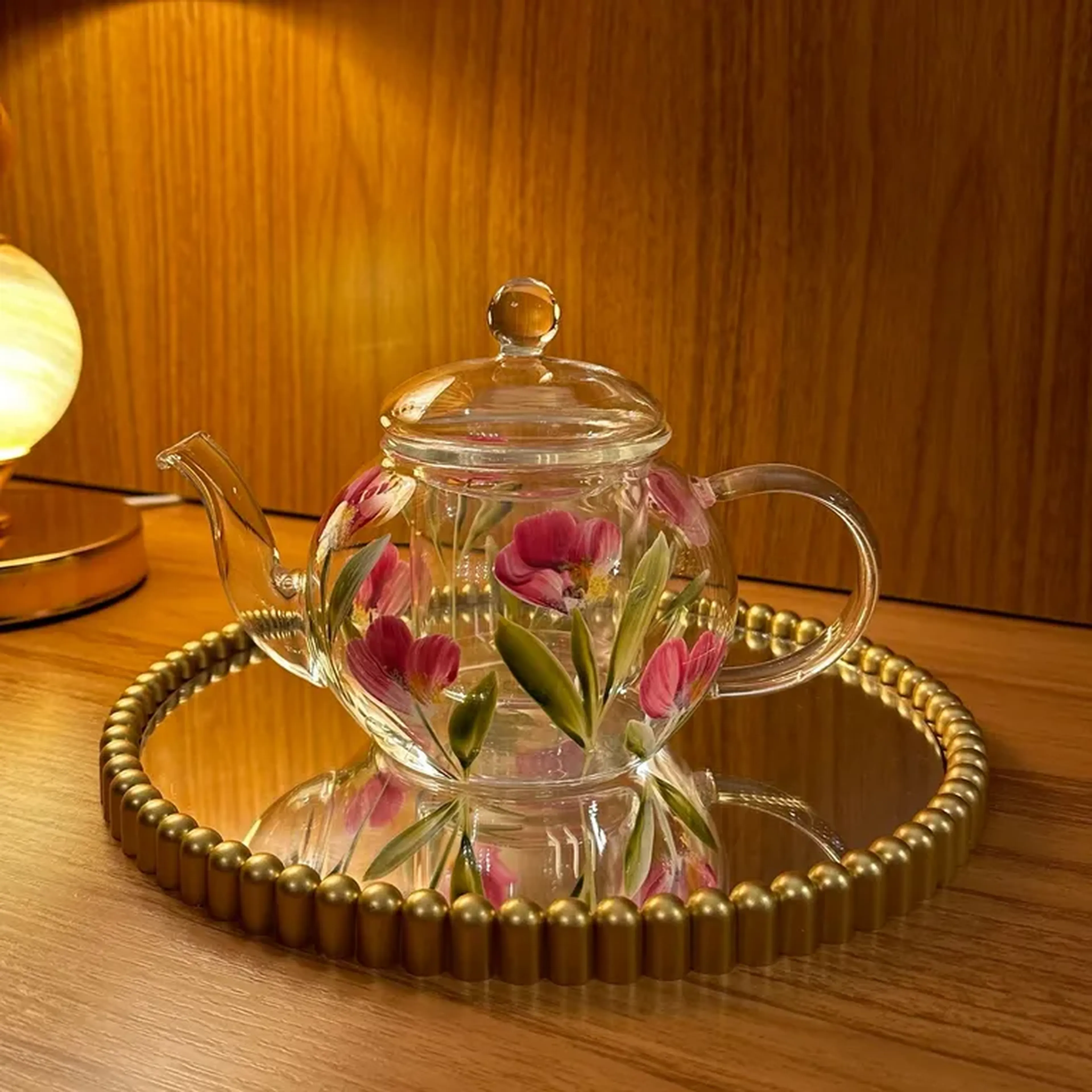 Bule Floral Rosa Pintado à Mão - Unidade imagem