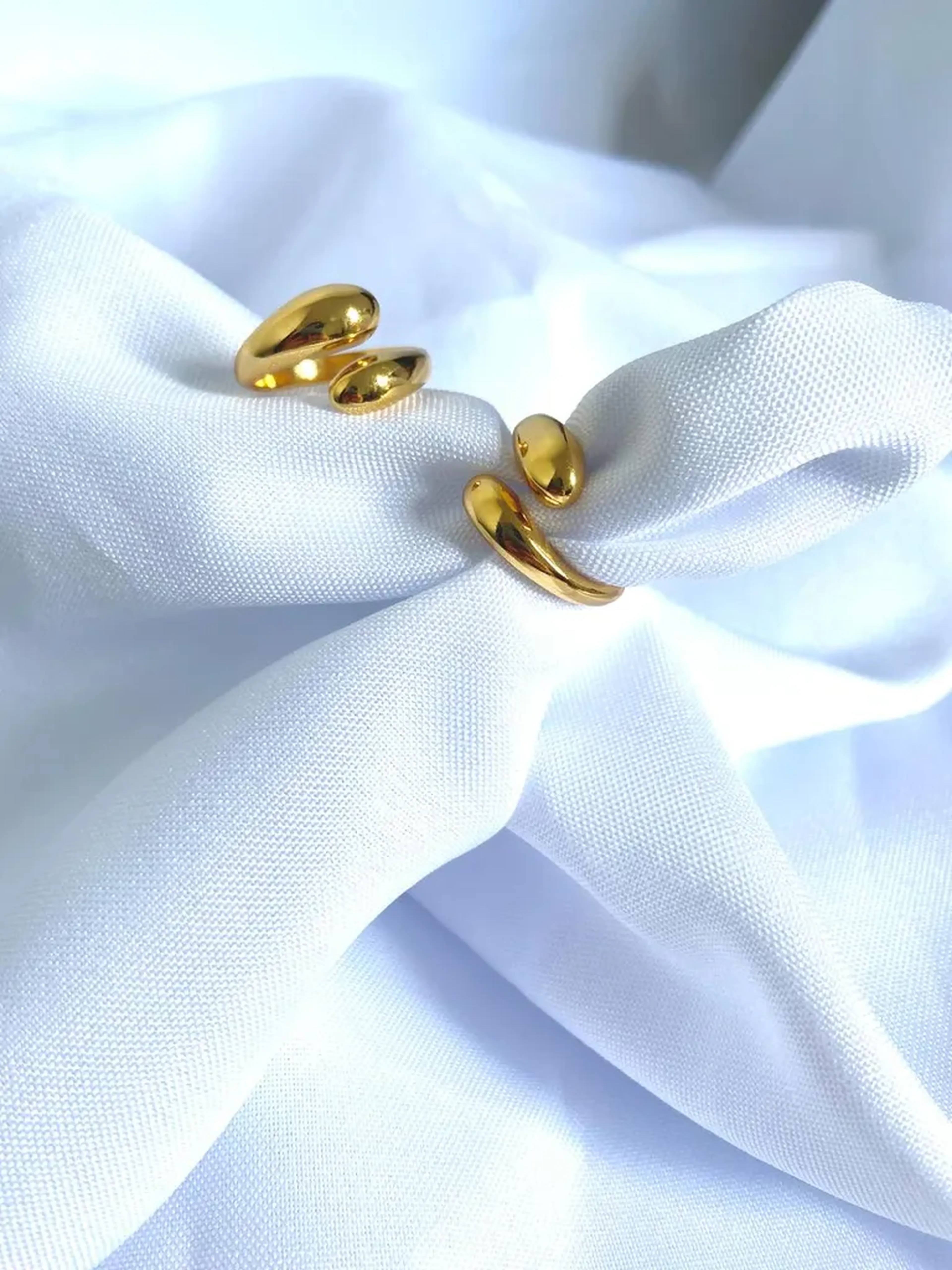 ANEL DUAS GOTAS AJUSTAVEL- OURO 18K imagem