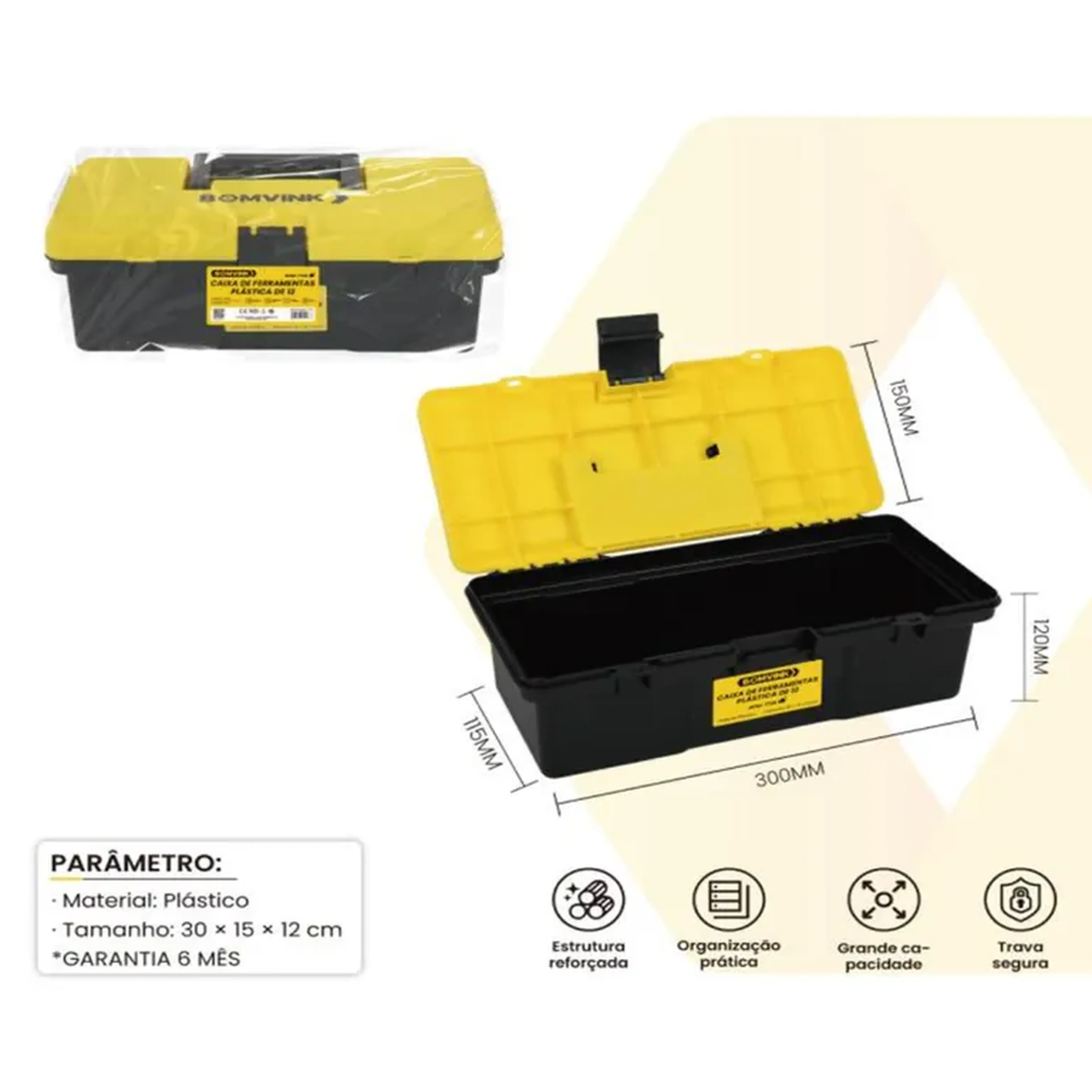 Caixa de Ferramentas Plastica 12 Pol Bomvink BOM-1706 imagem