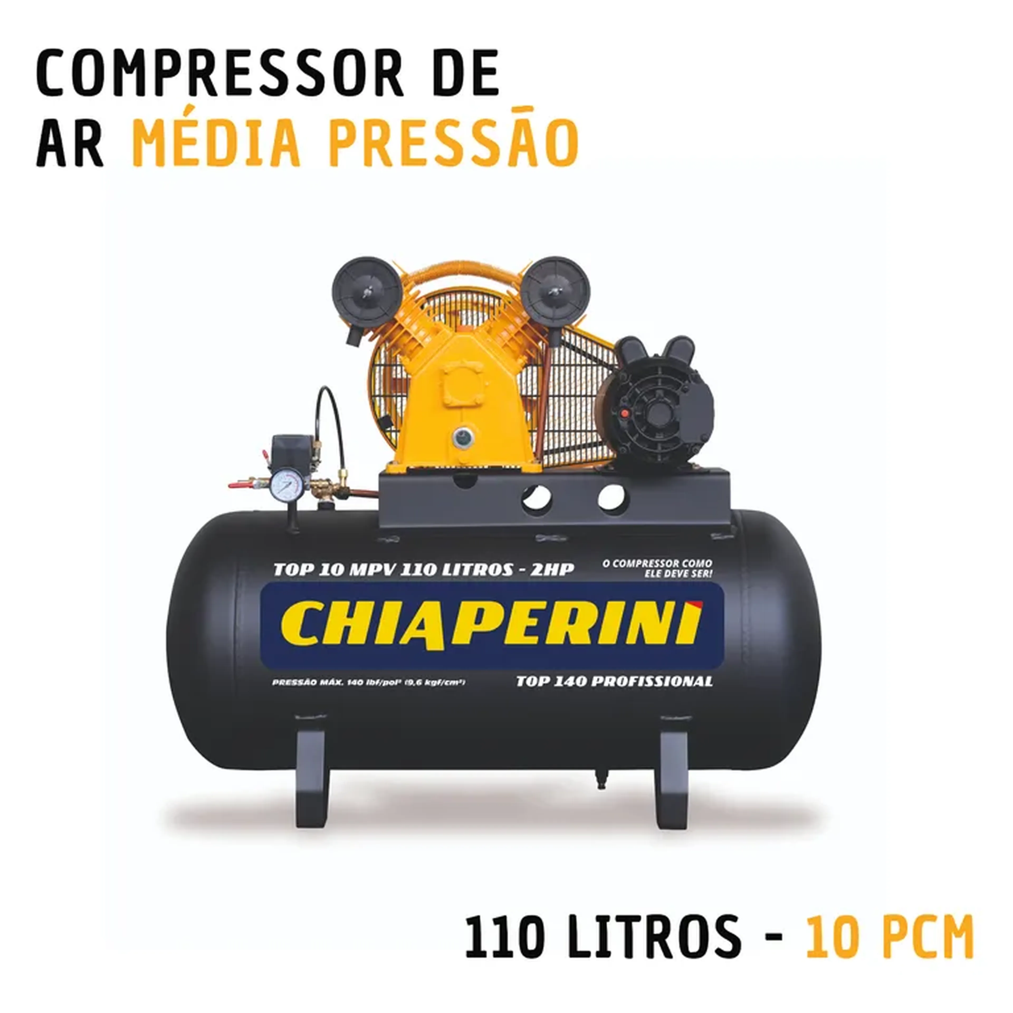 Compressor de ar média pressão 110 litros (10 pcm) imagem