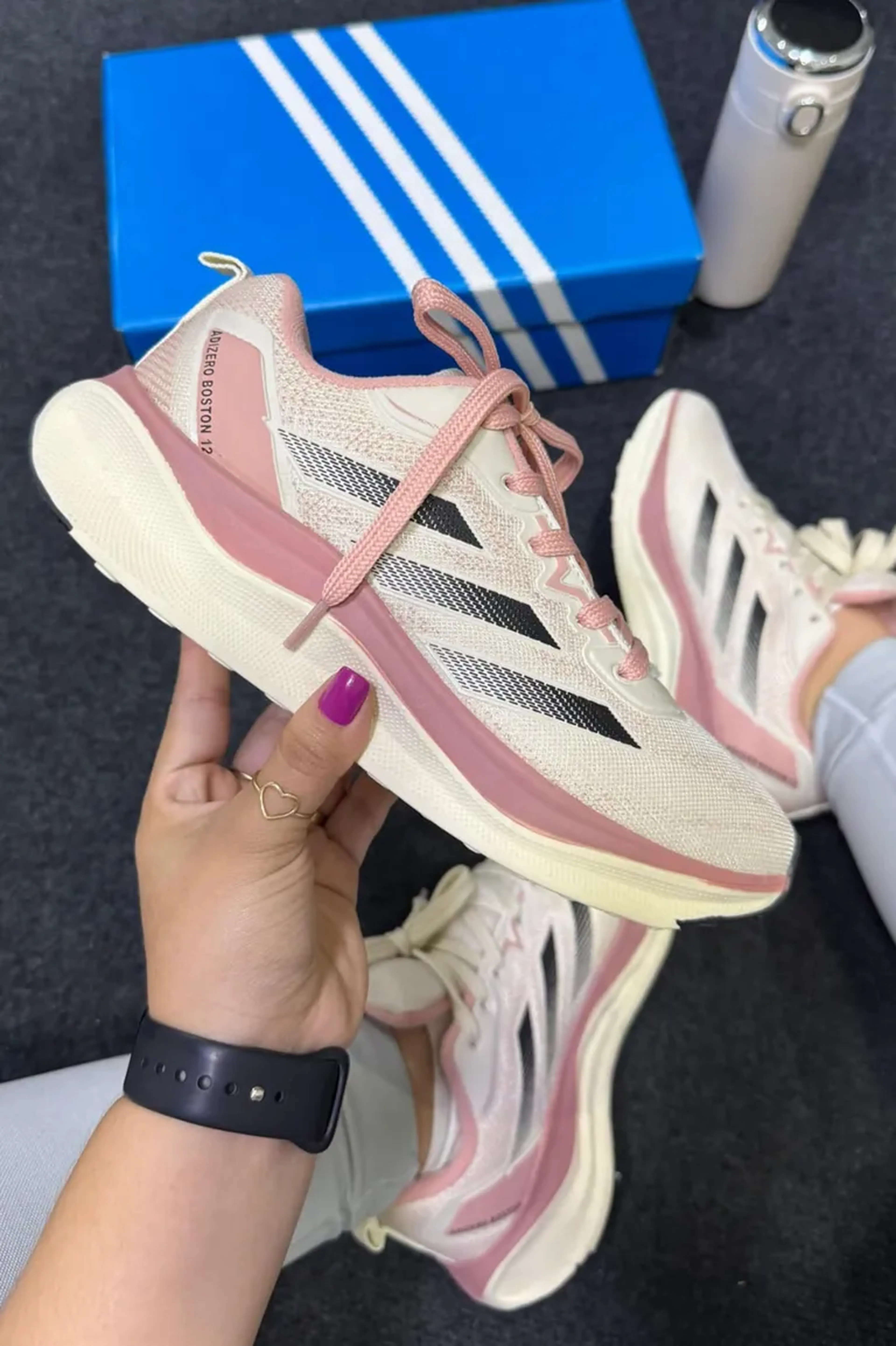 Adidas Supernova Adizero Boston Off White e Rosa 35 imagem