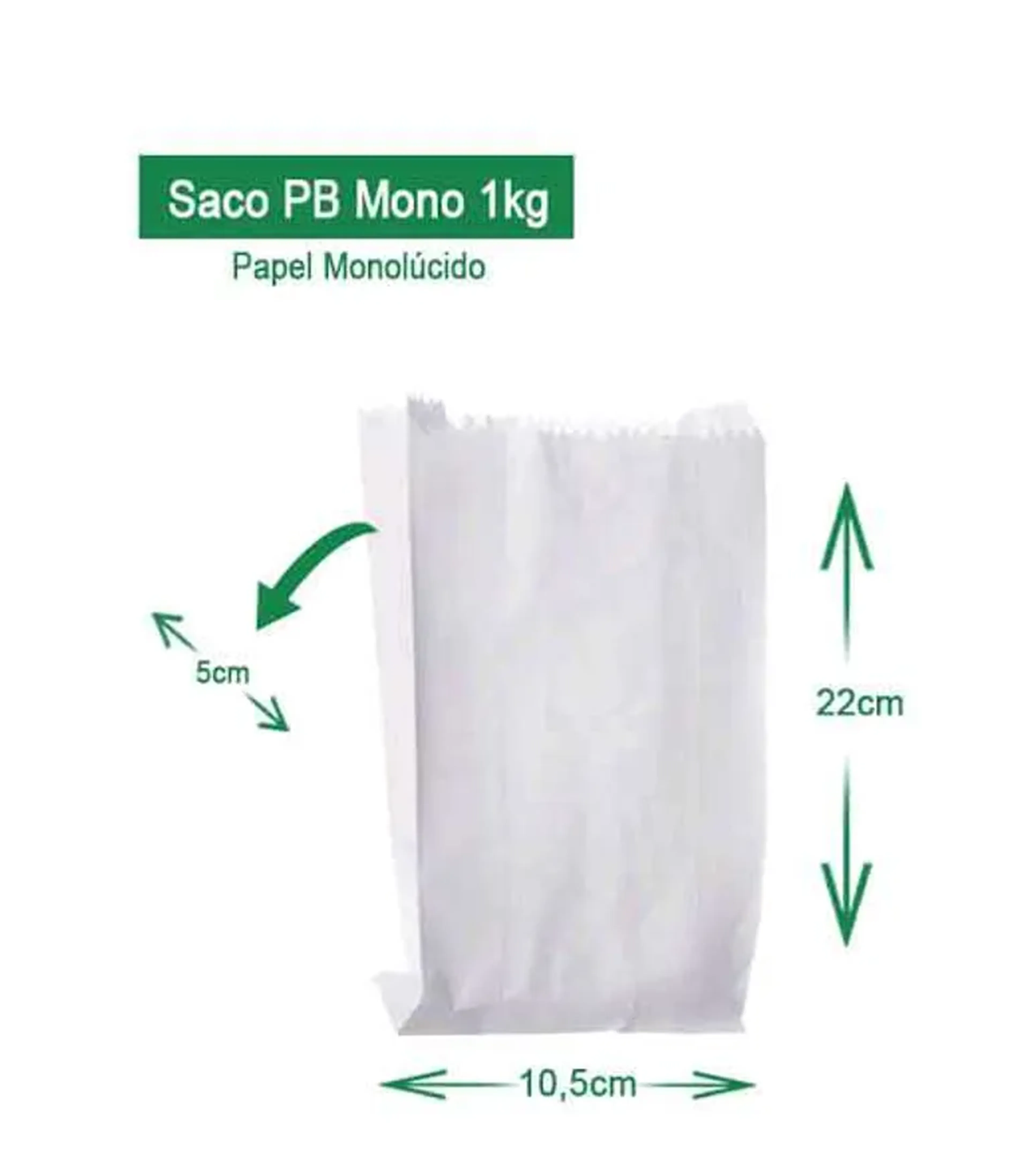 Saco de Papel Monolucido Branco 1kg com 500 und imagem
