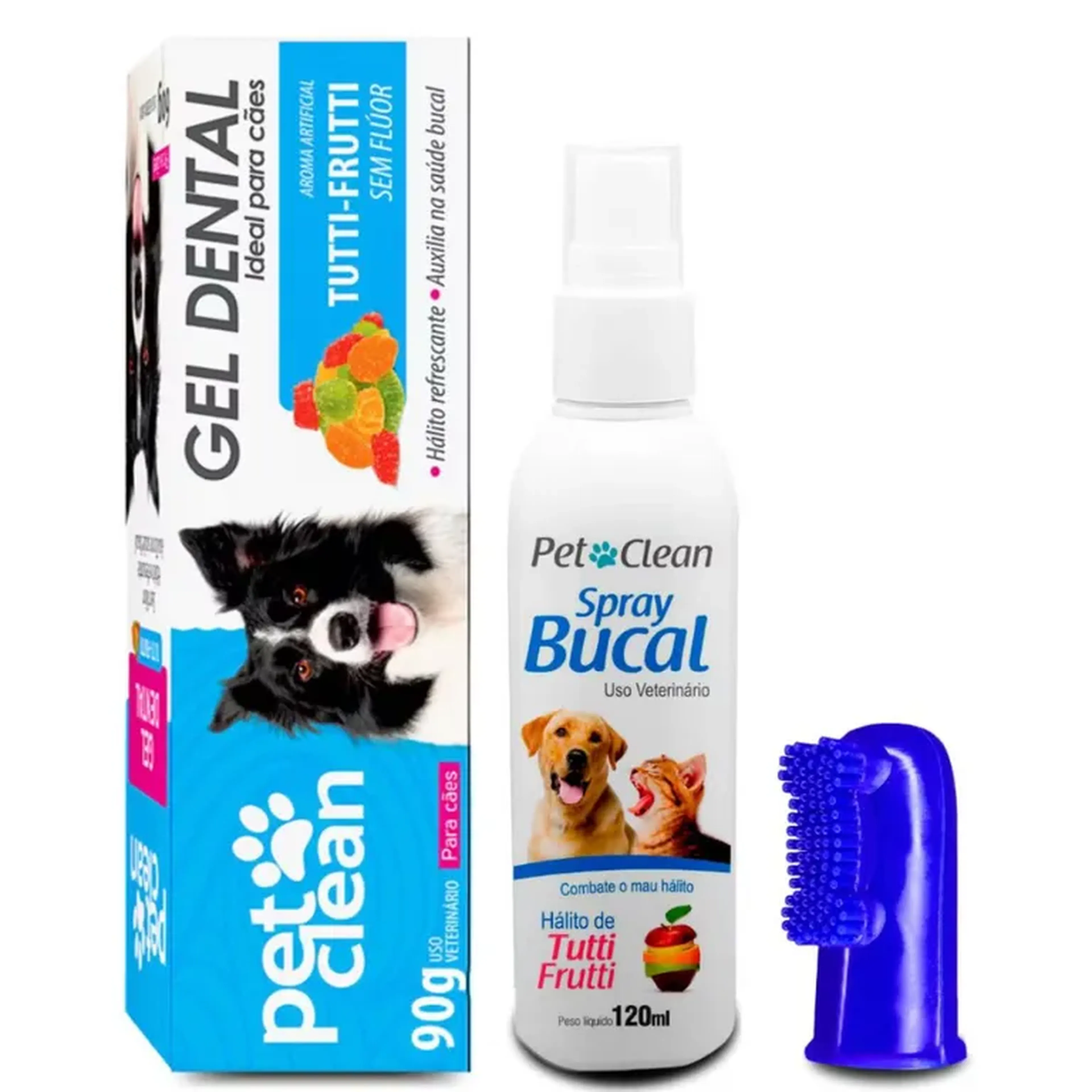 Kit pet Clean gel dental+ spray +dedeira imagem