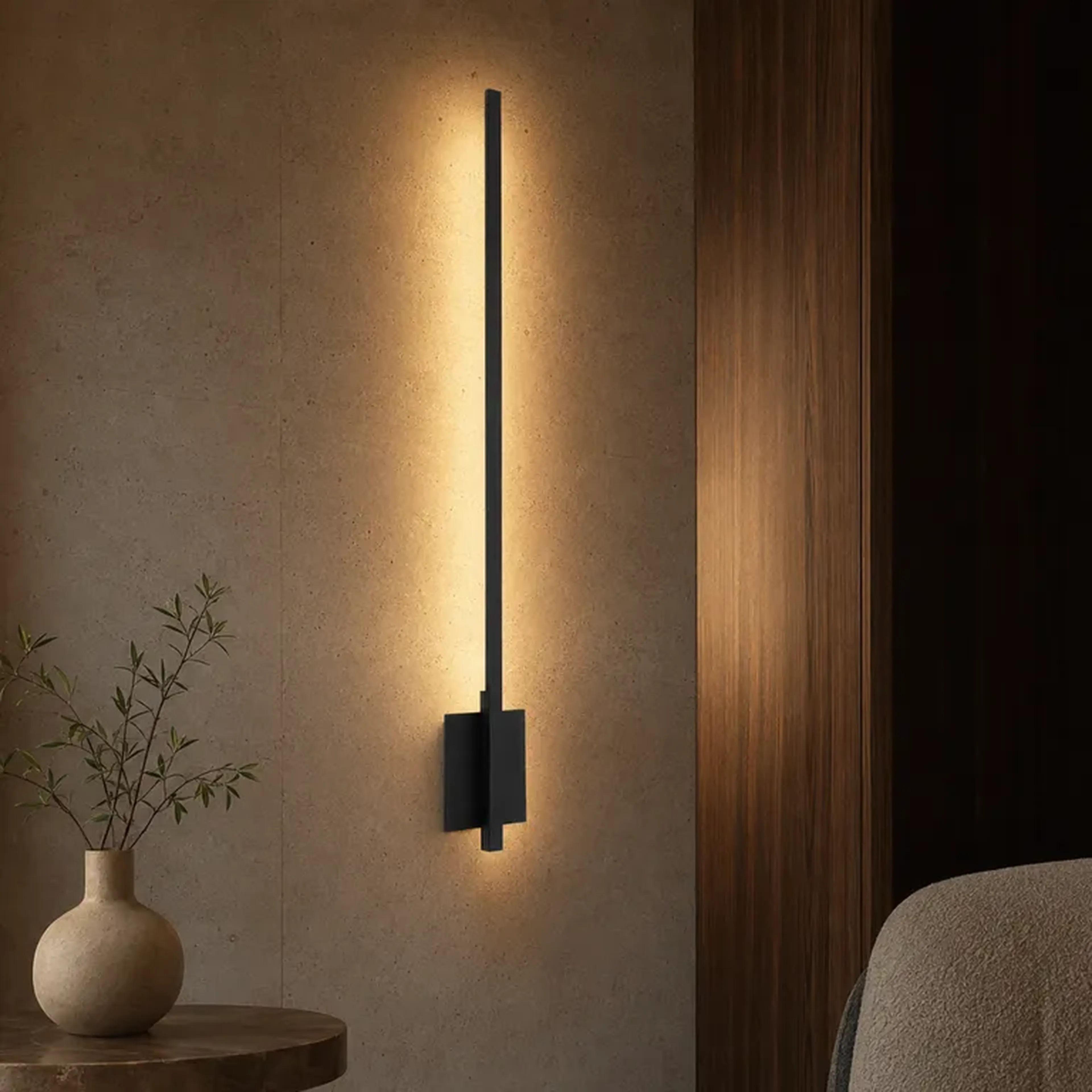Arandela Linear Preta 65cm 6W 3.000K 220V PD Externo Amélia imagem