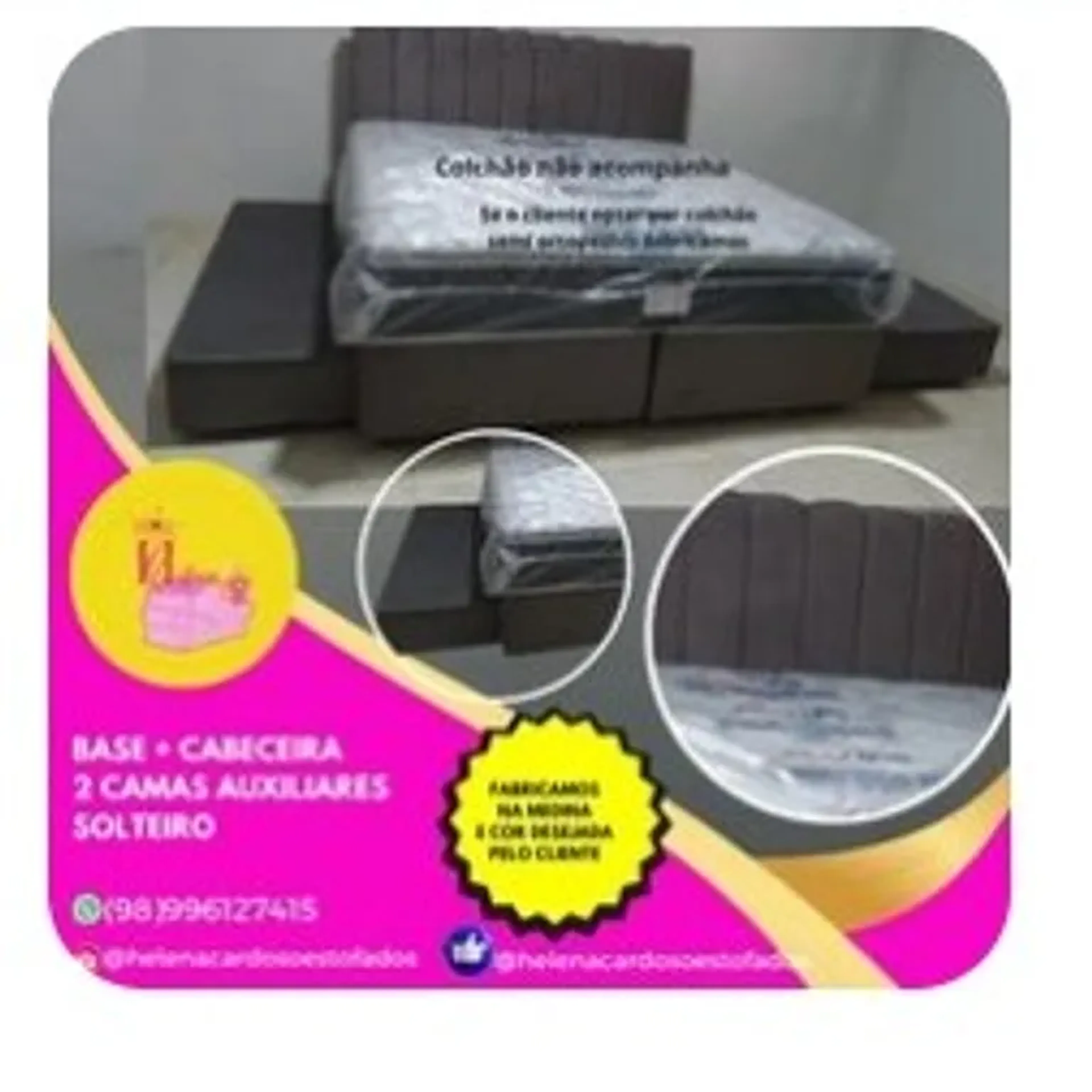 Base + Cabeceira + 2 camas auxiliares imagem