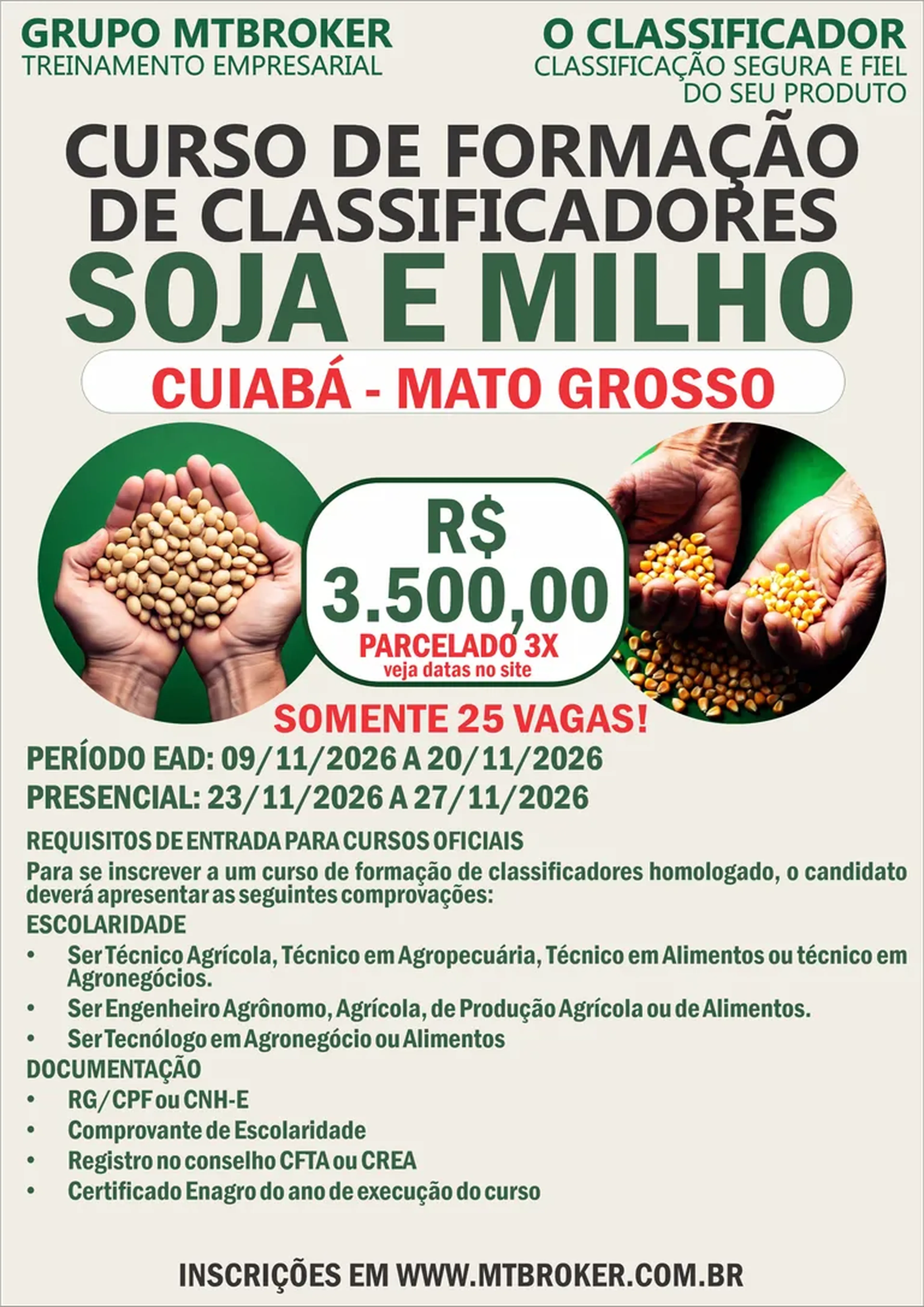 CURSO OFICIAL SOJA E MILHO EM CUIABÁ NOVEMBRO 2026 imagem