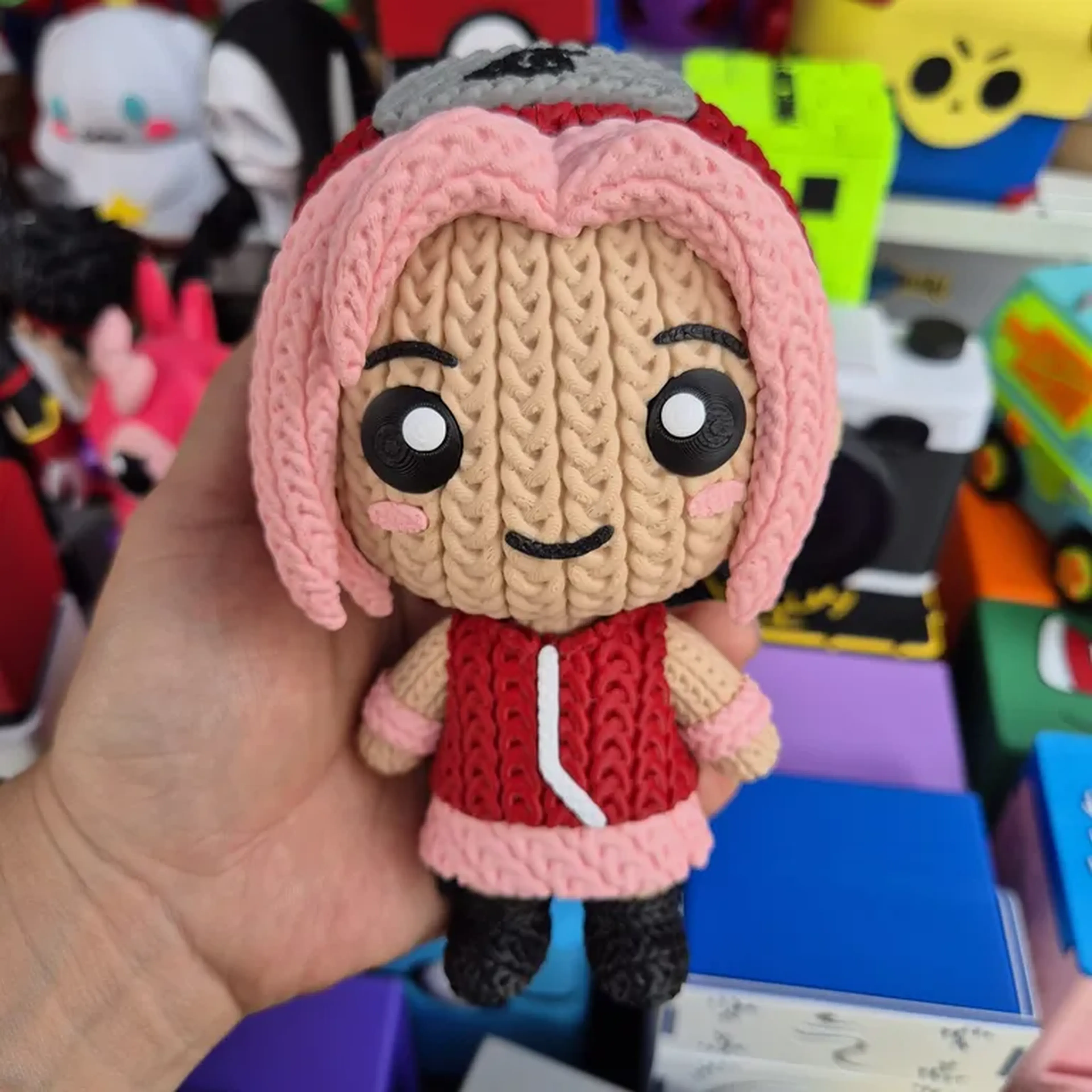 Boneco Crochê Sakura de Naruto - Brinde 1 Biscoito imagem