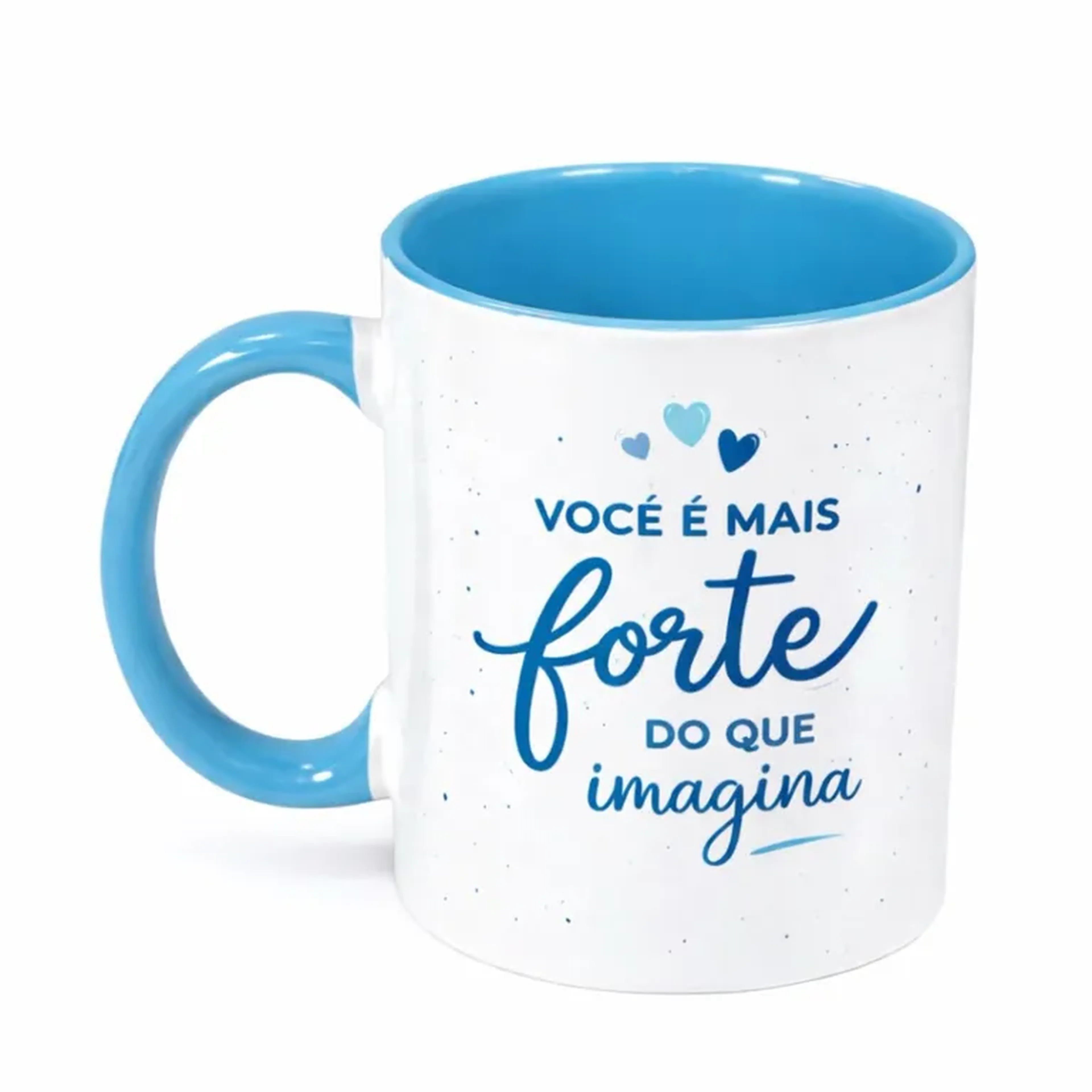 Caneca de porcelana personalizada com Alça e interior Azul imagem