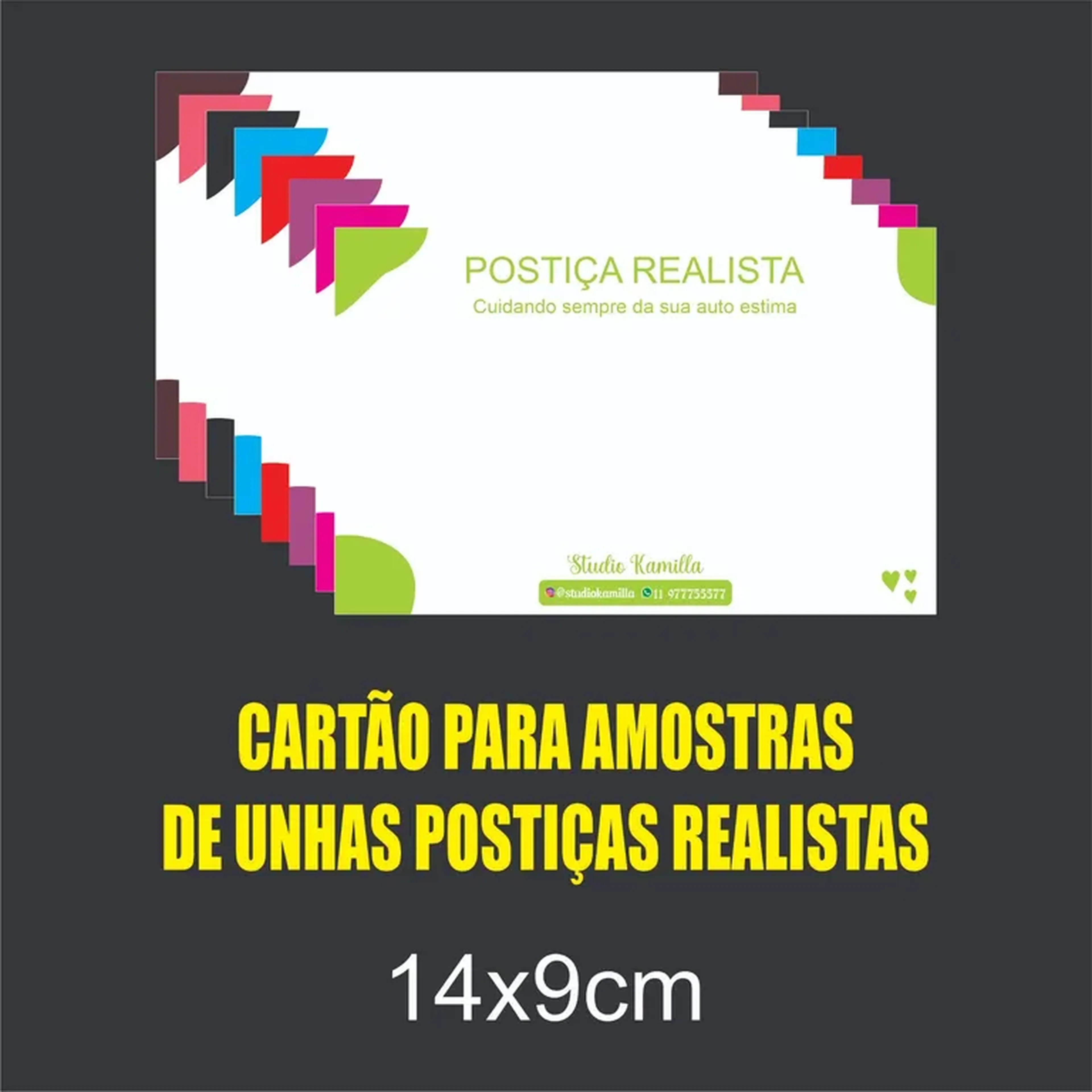 CARTÃO PARA UNHAS POSTIÇAS REALISTAS 14X9CM KIT 40 UNIDADES imagem