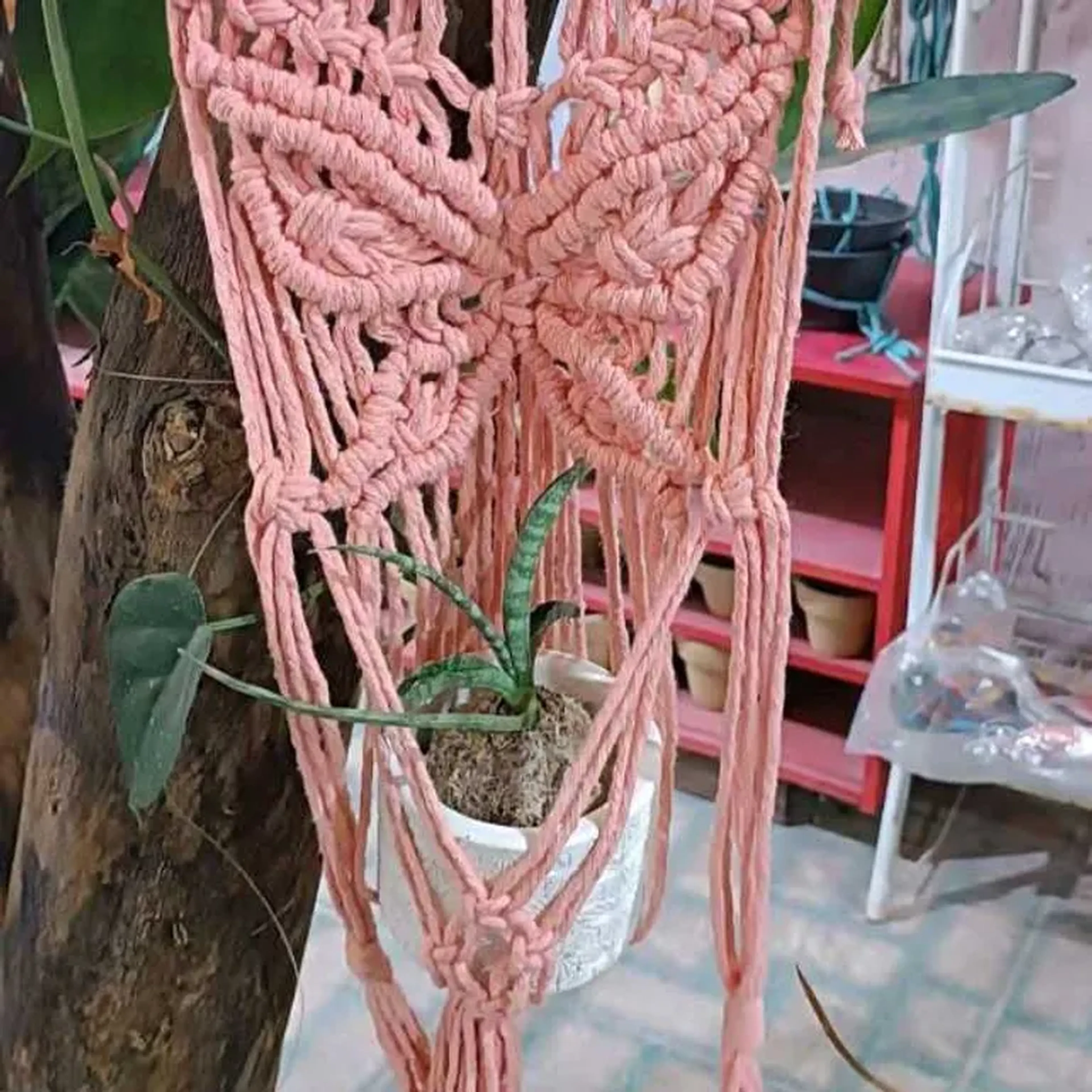 Suporte Macramé Borboleta - Confirmar disponibilidade de cores imagem