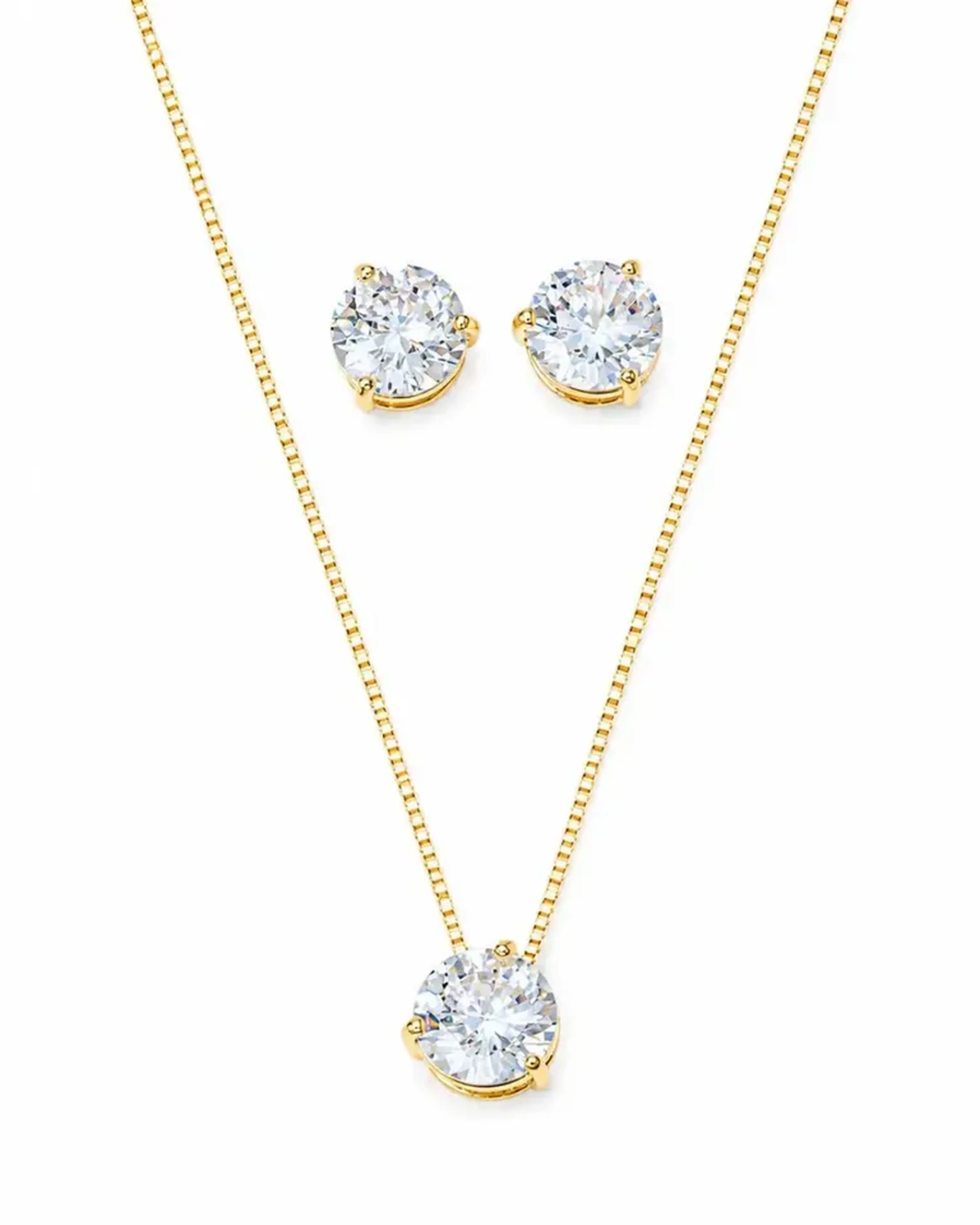 Conjunto Ponto de Luz Incolor com Banho em Ouro 18k imagem